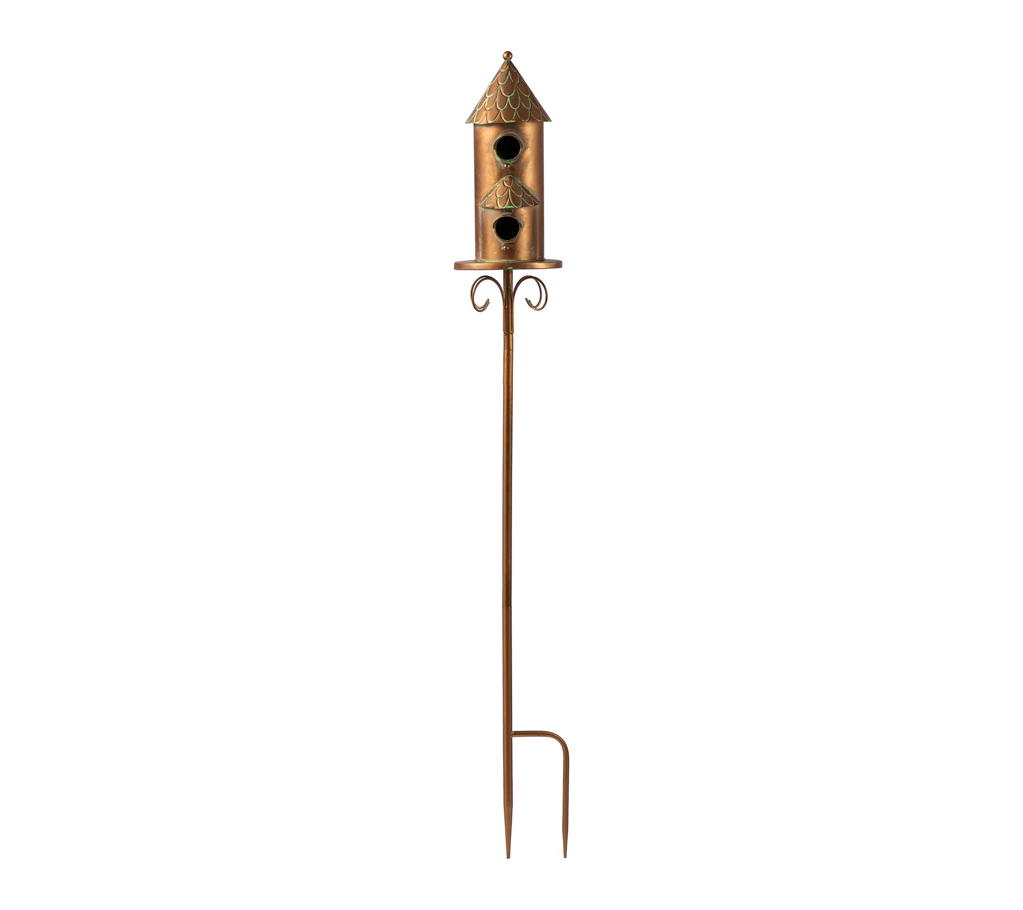 Glitzhome 53''H Faux Copper 2-Tiered DistressedBirdhouse