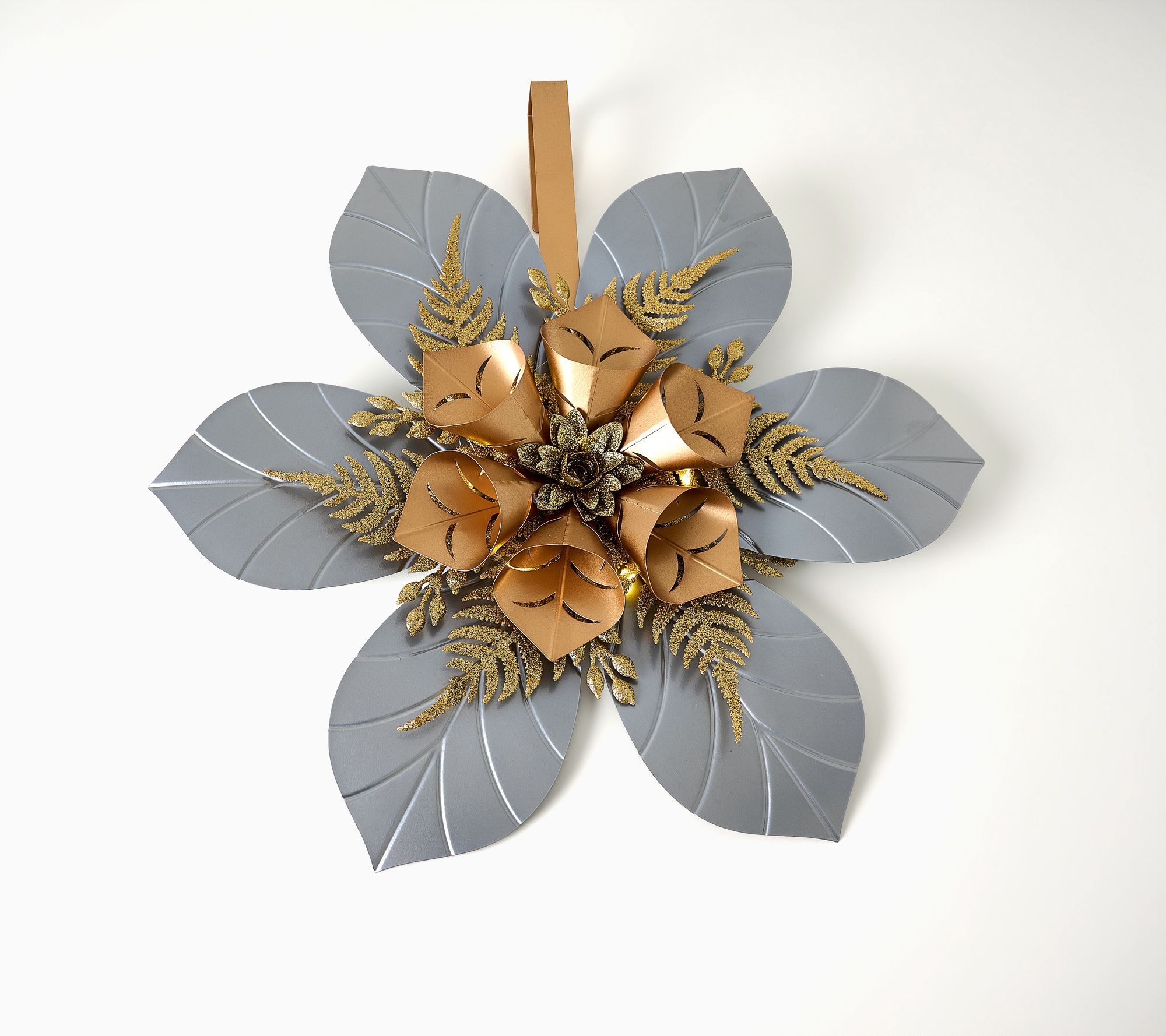 Kringle Express 24" Illuminated Poinsettia Door Hanger