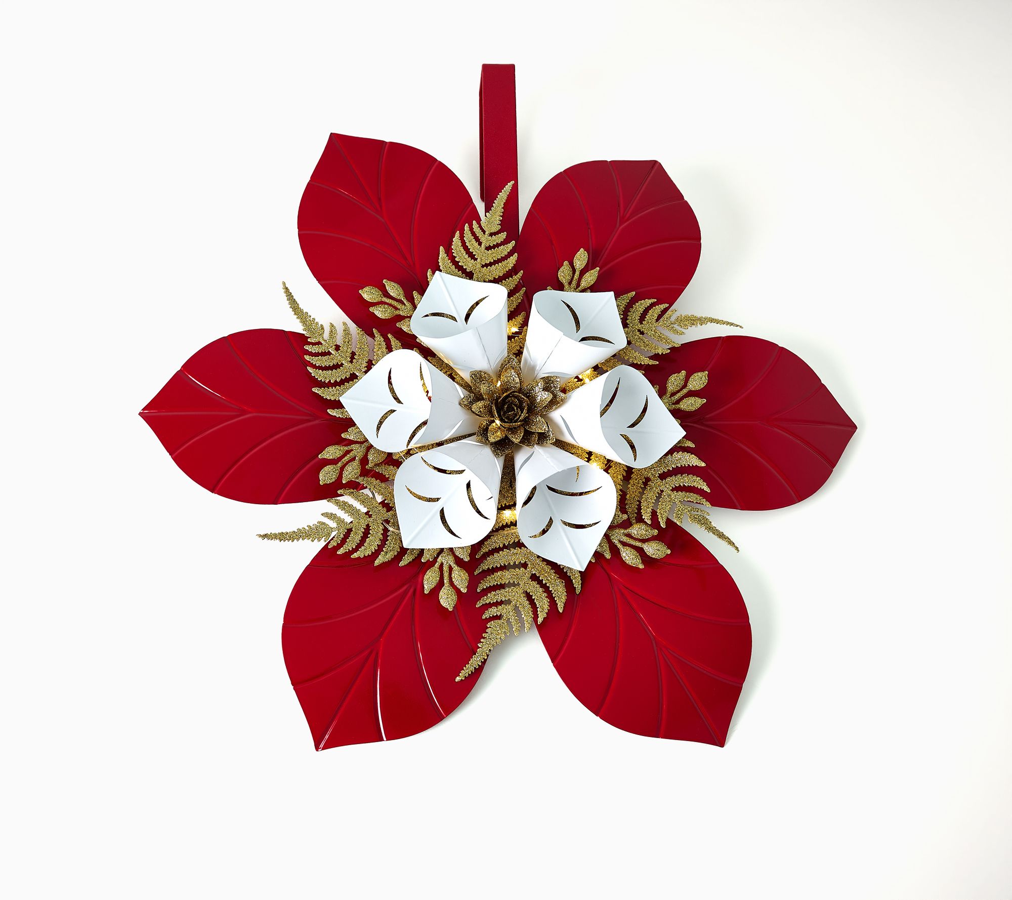 Kringle Express 24" Illuminated Poinsettia Door Hanger