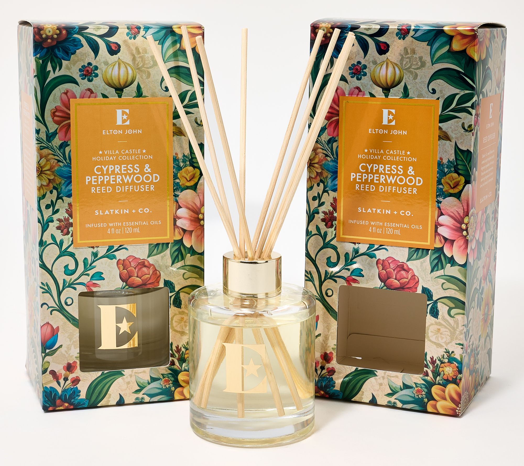 Elton John x Slatkin + Co. S/2 4oz Cypress & Pepperwood Reed Diffusers