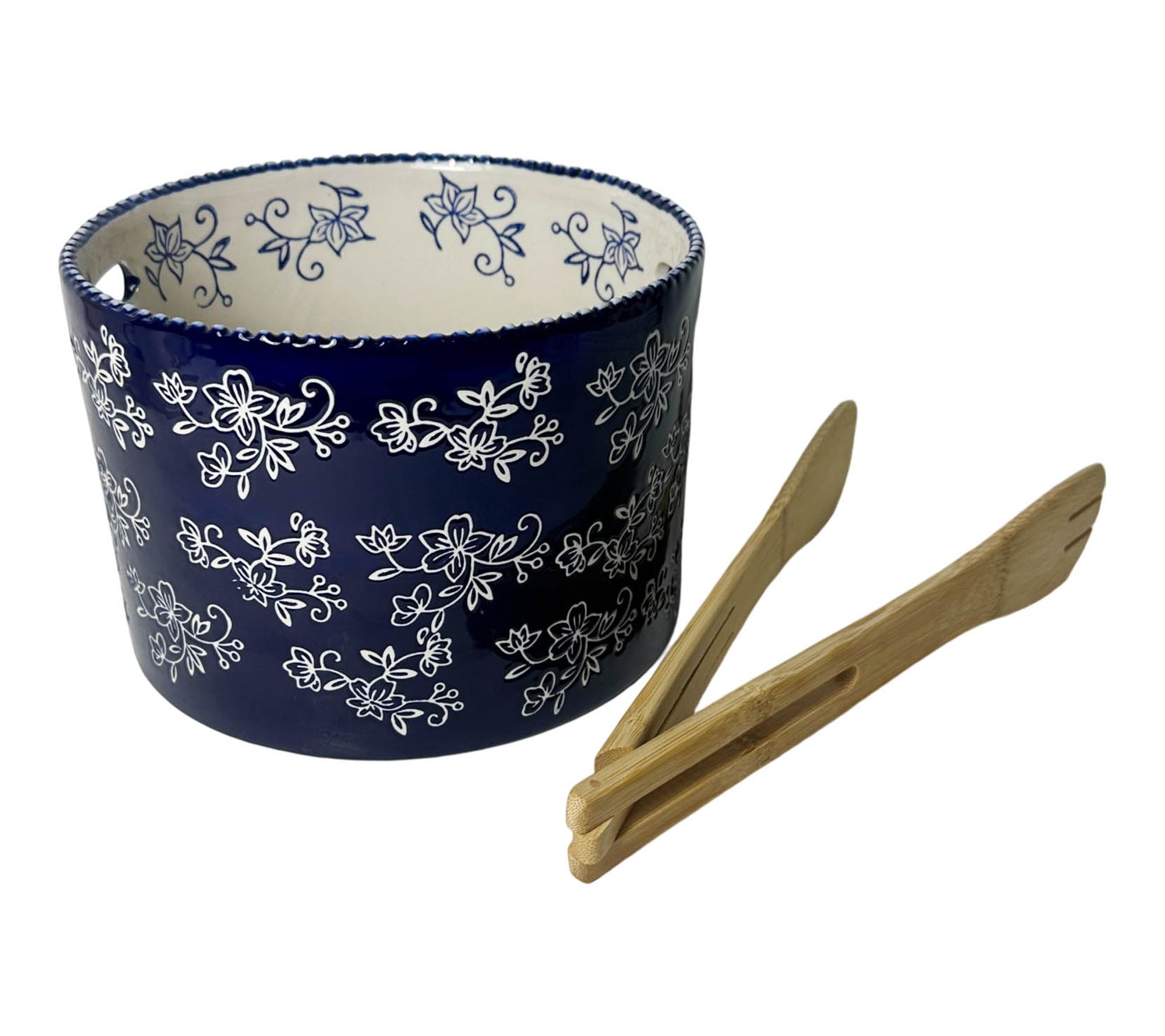 Temp-tations 4-qt Salad Bowl w/ Bamboo Tongs