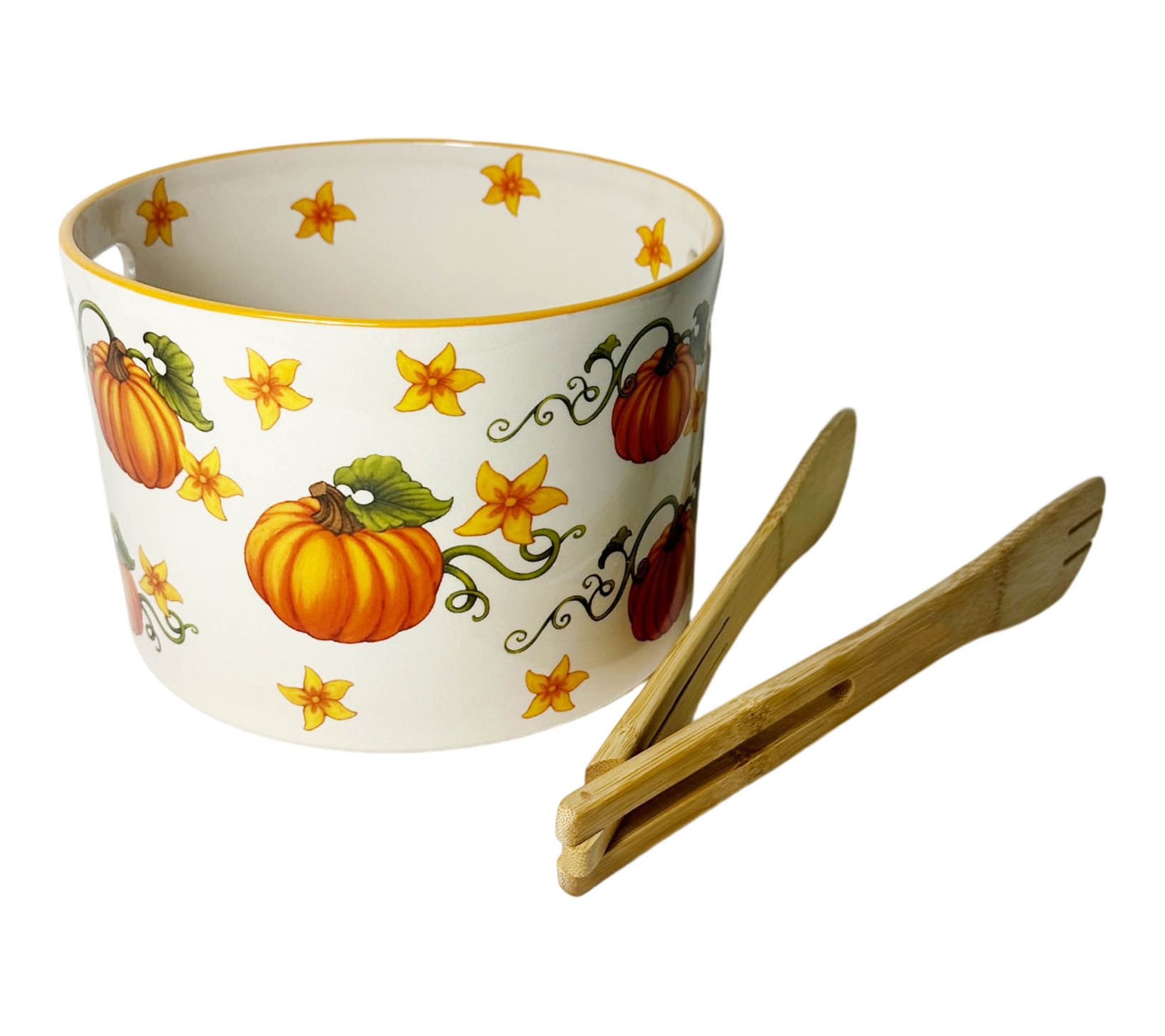 Temp-tations 4-qt Salad Bowl w/ Bamboo Tongs