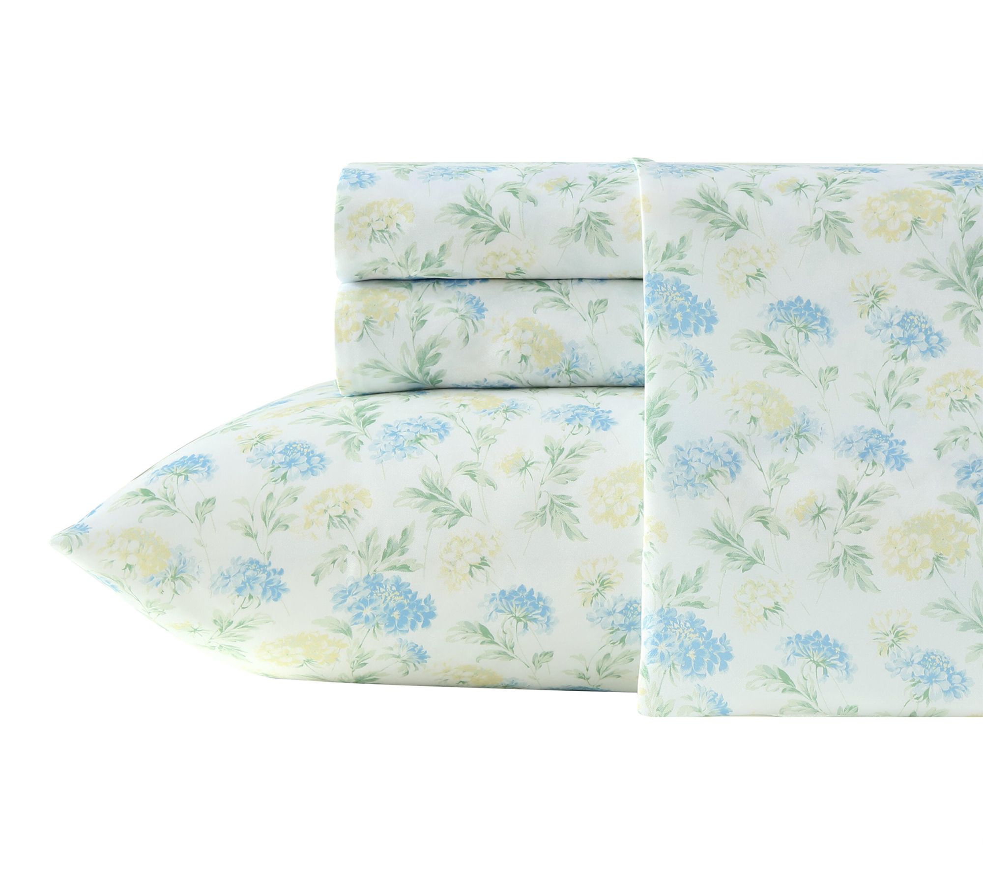 Laura Ashley Edwina Blue/Yellow Microfiber KingSheet Set - QVC.com