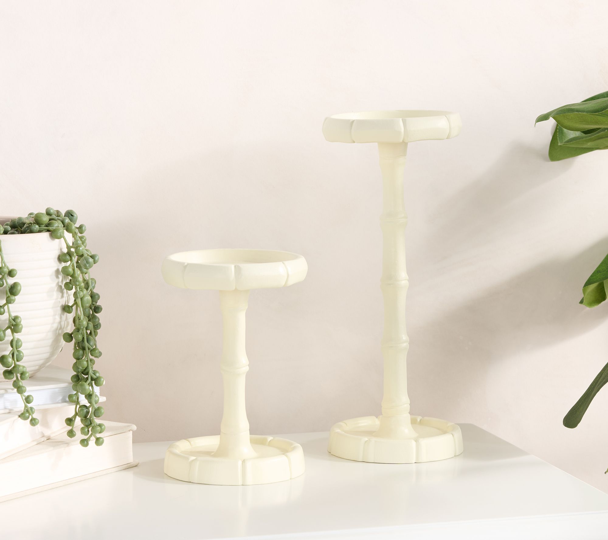 "As Is" Set/2 Bamboo Style Metal Candle Holders by Kim Gravel