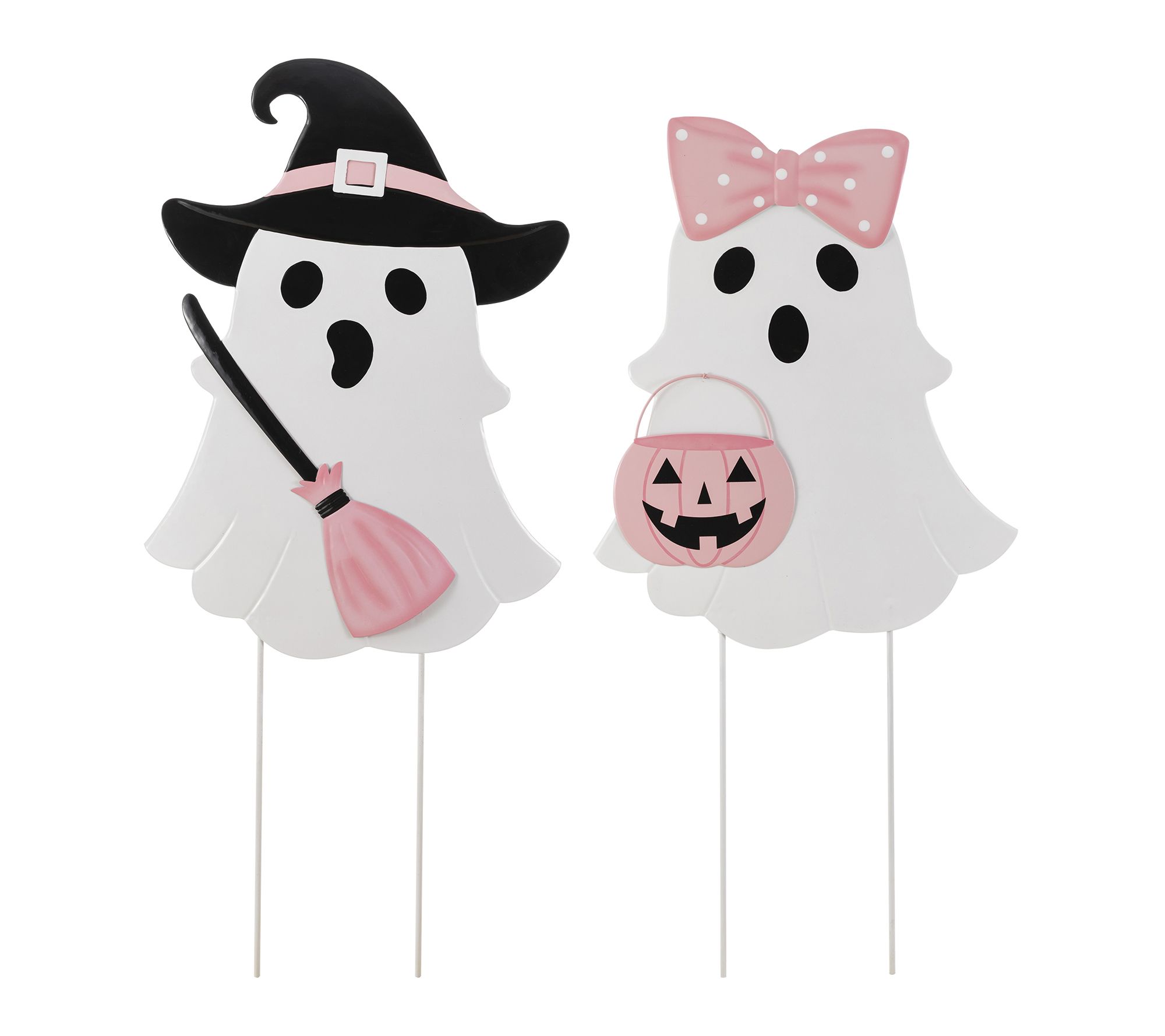 Glitzhome S/2 28"H Halloween Metal Ghosts Garden Stake