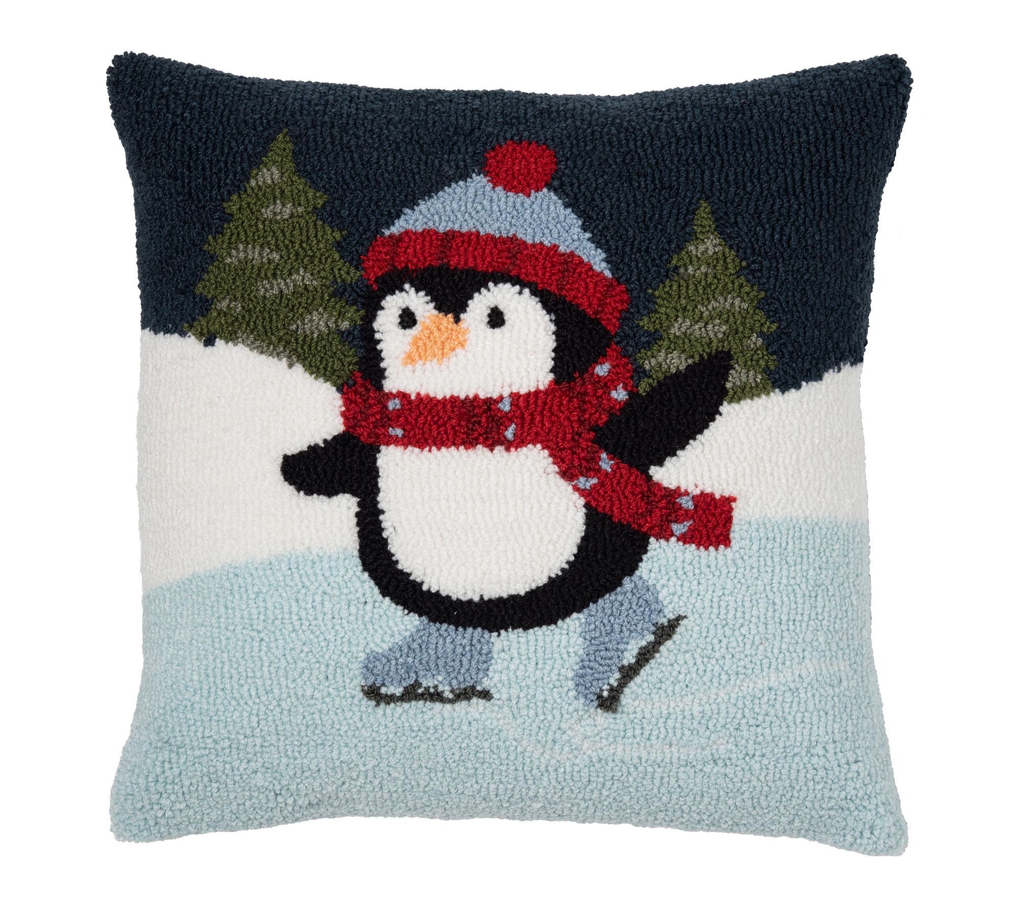 C&F Home Skating Penguin Hooked Pillow