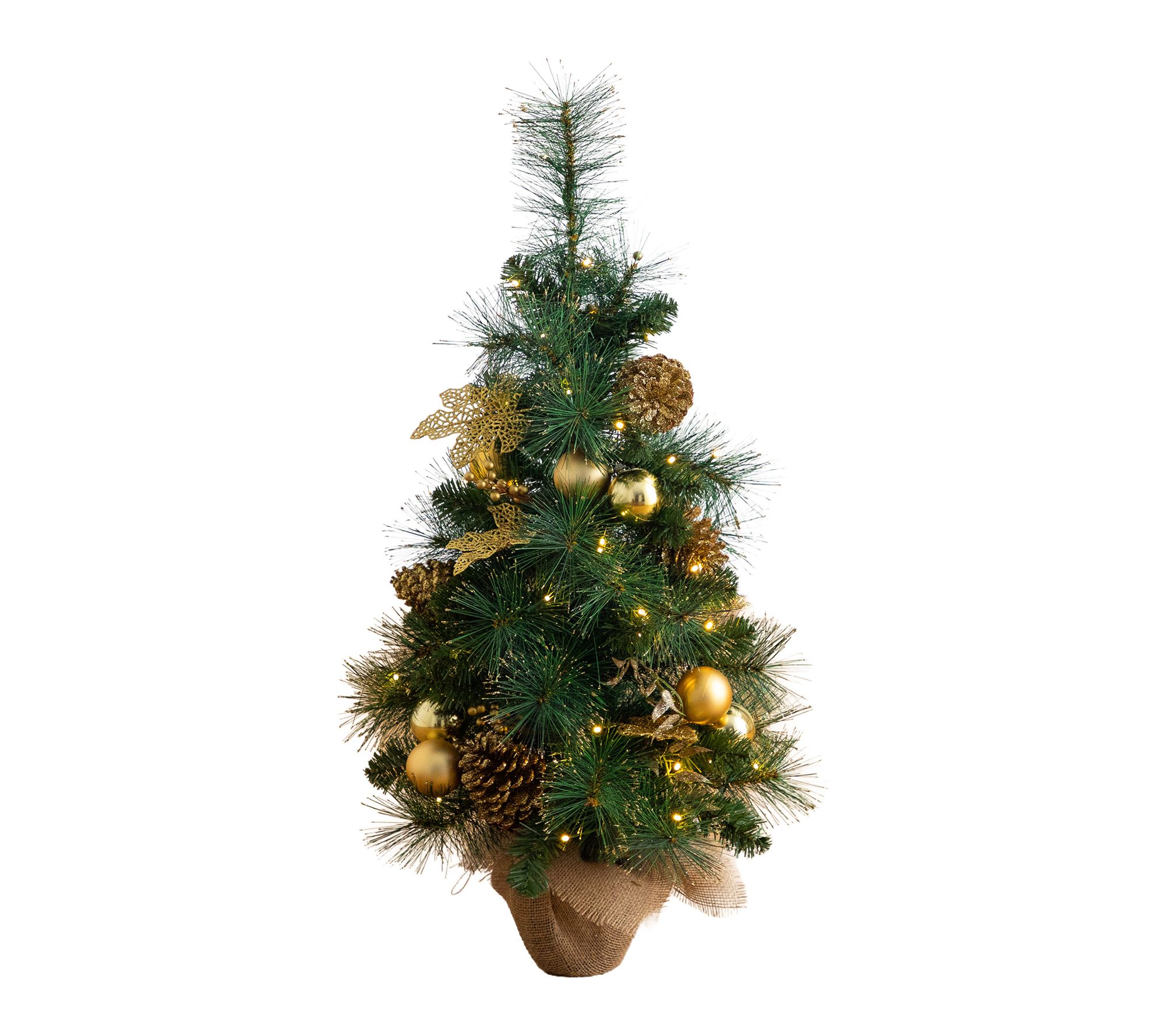 3-ft Pre-Lit Christmas Tree with Ornaments by Nearly Natural