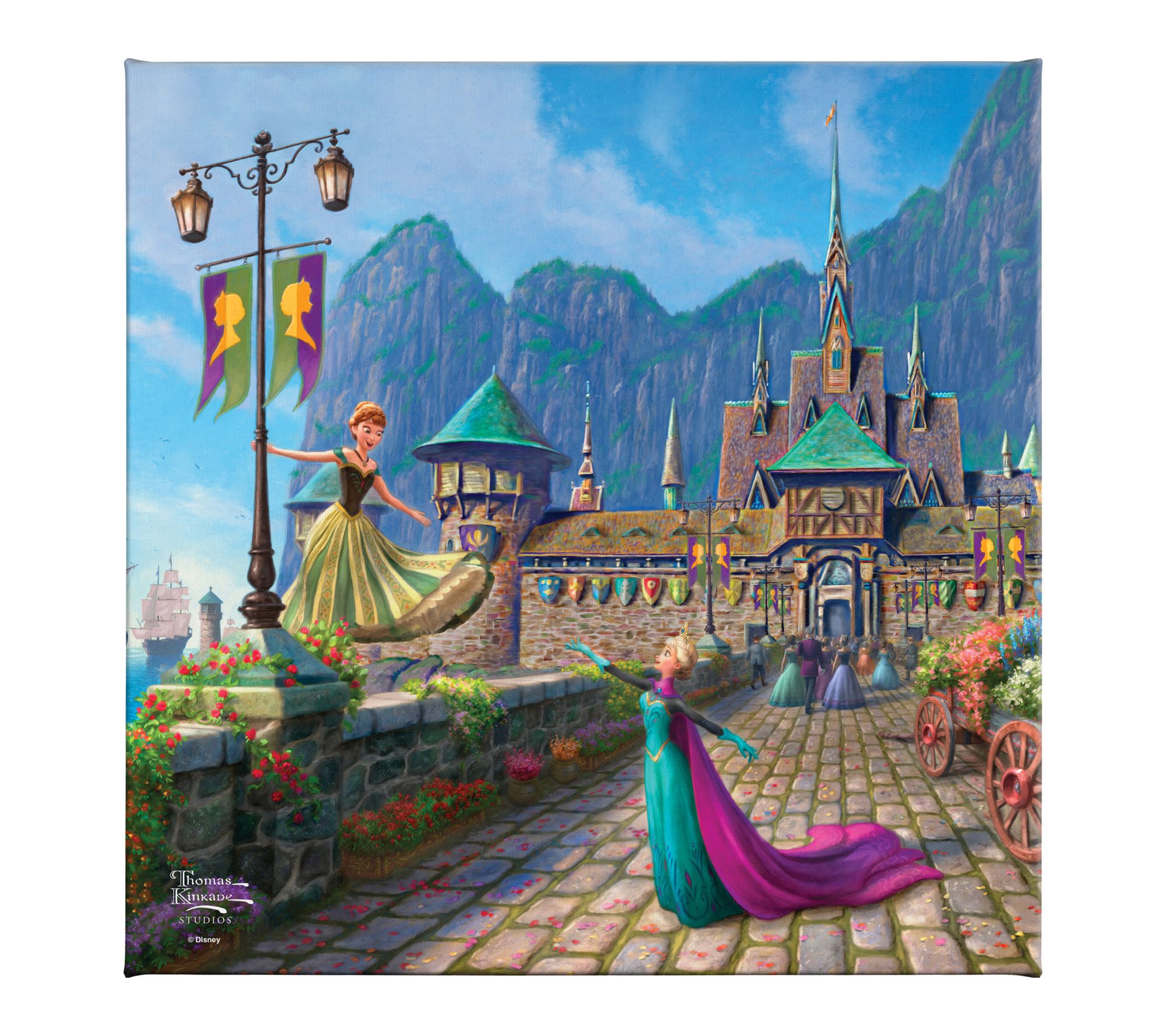 Thomas Kinkade Frozen Celeb in Arendelle 14x14Gallery Wrap