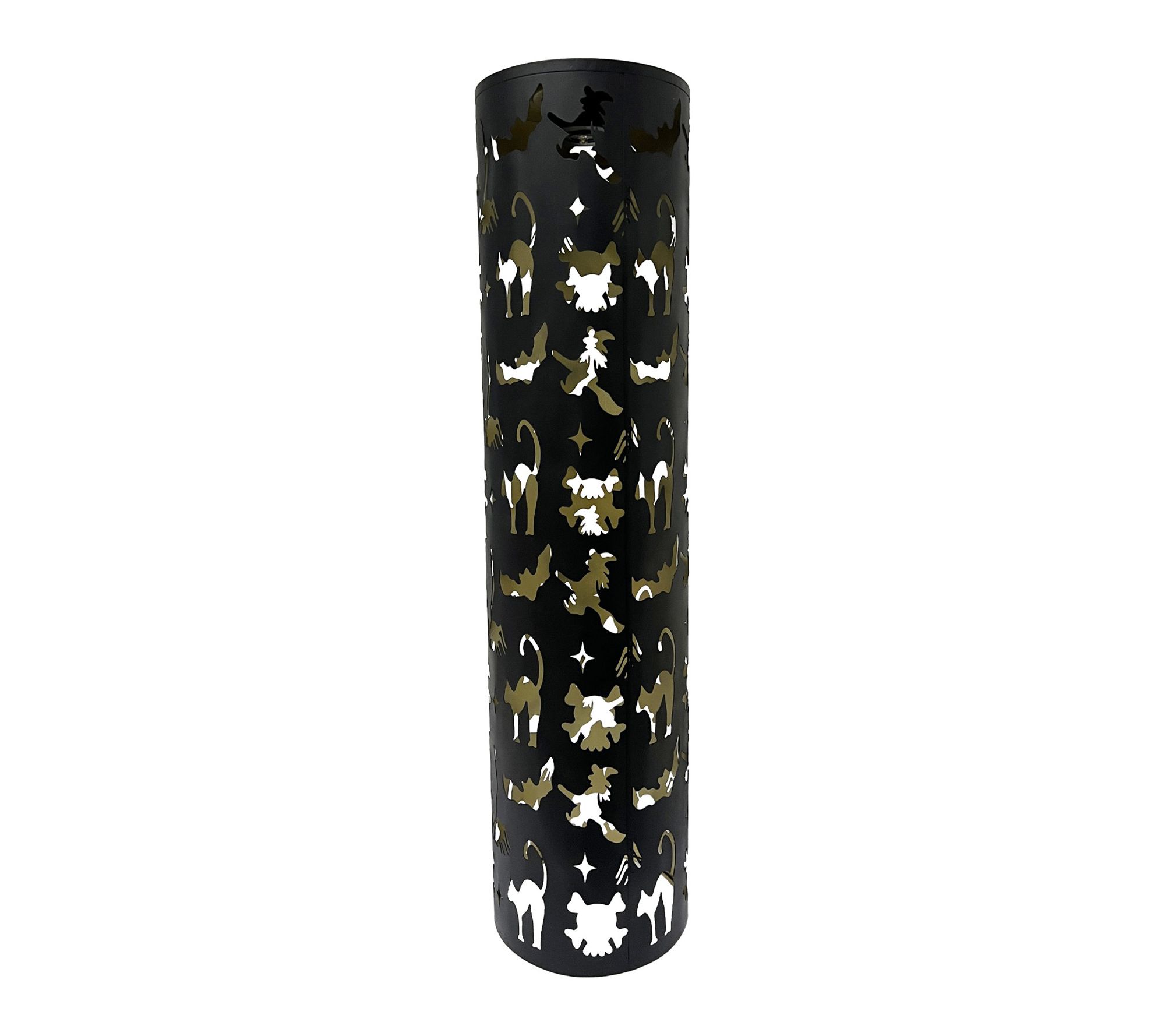 Haunted Hill Farm 30-in Cat & Ghost Cutout Metal Pillar Lantern