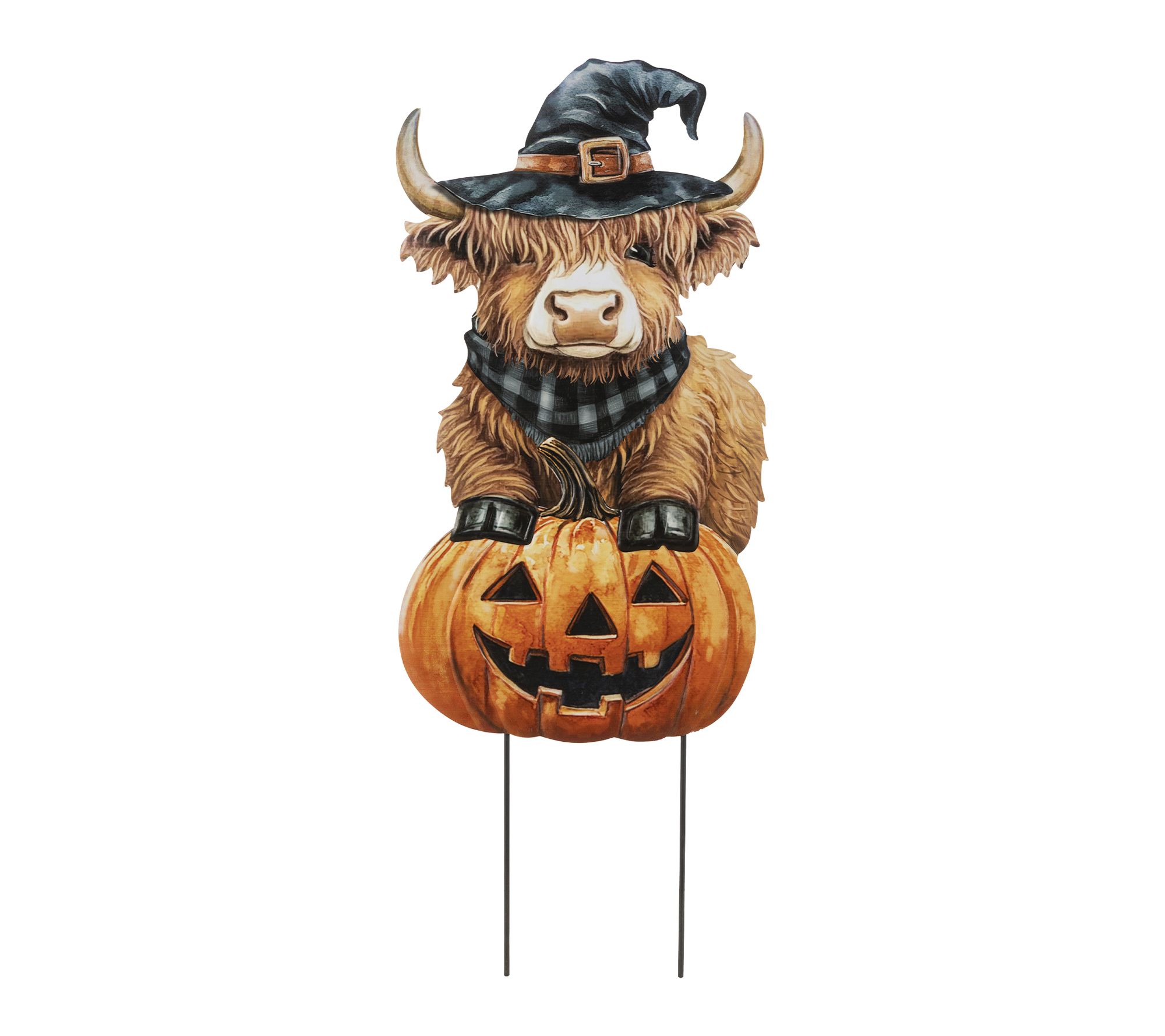 Glitzhome 30"H Halloween Metal Highland Cow Garden Stake