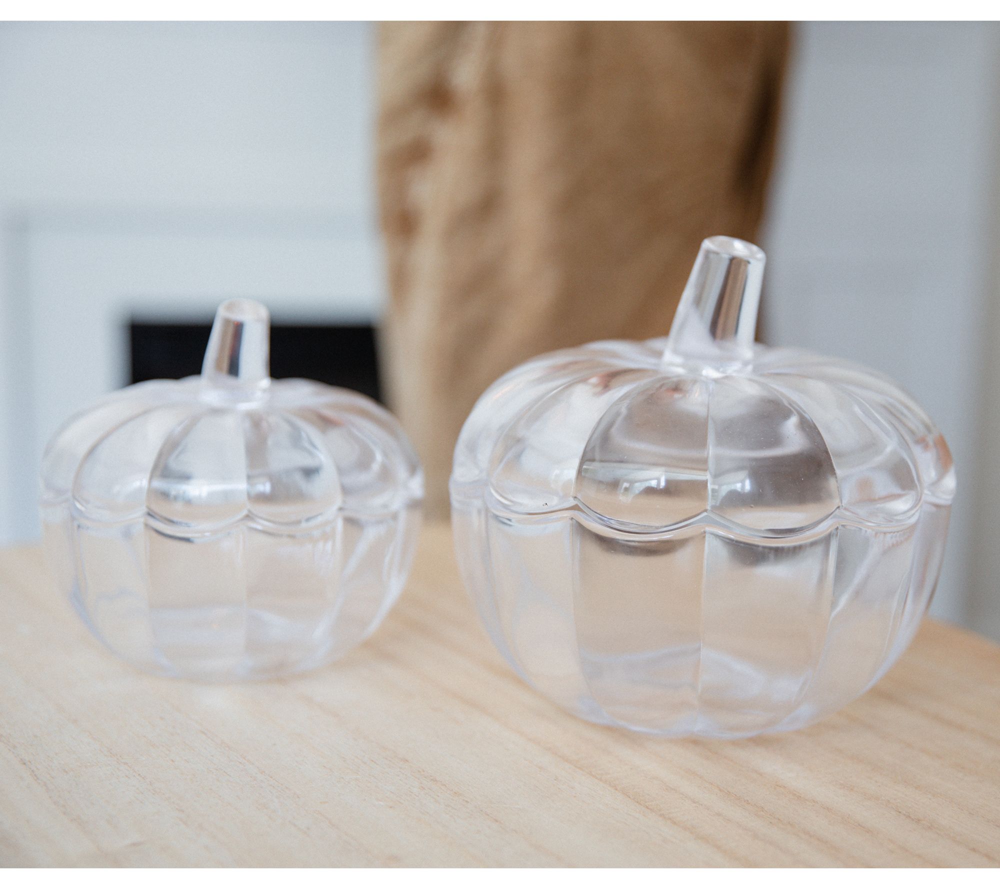 "As Is" Lauren McBride Home Set of 2 Glass Pumpkin Jars with Lids