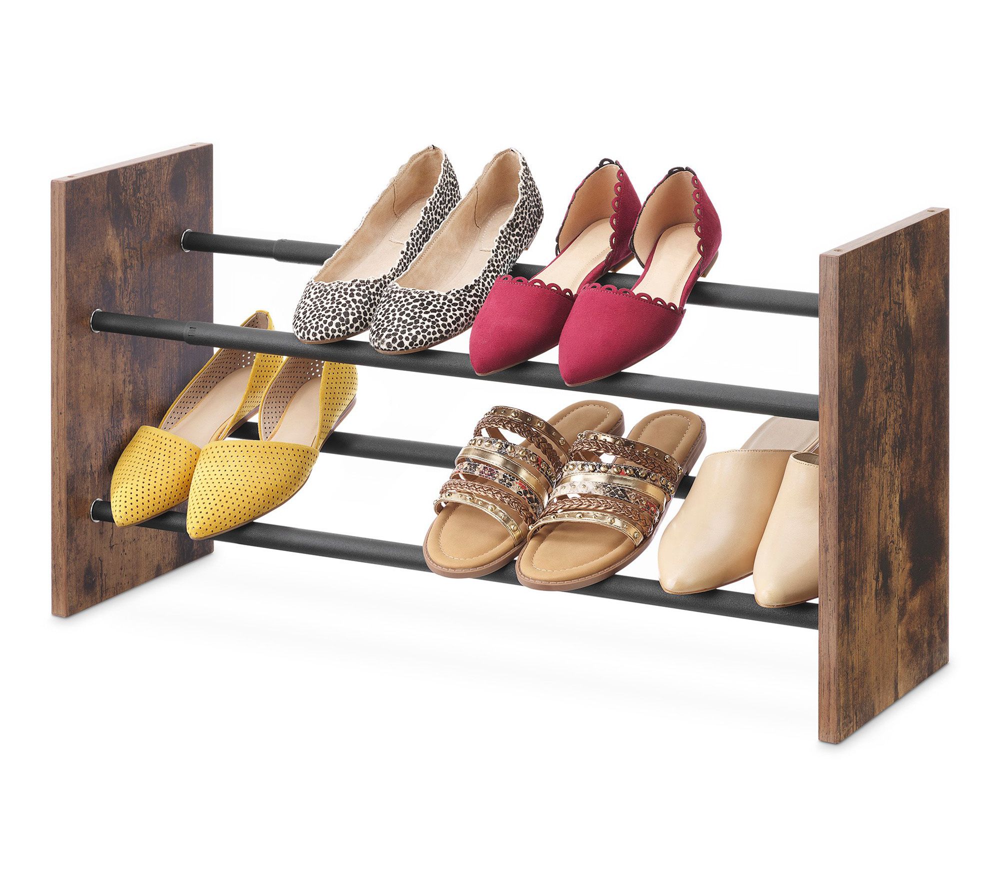Whitmor Modern Industrial Expandable 2 -tier Shoe Rack
