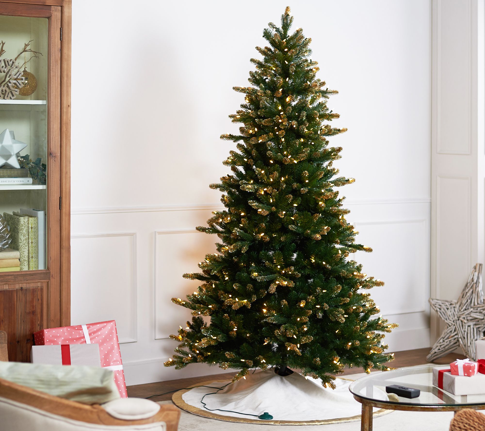 Casa Zeta-Jones 6.5' Douglas Fir LED Function Frosted Tree - QVC.com