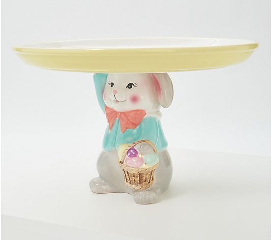 Mr. Cottontail Illuminated Figural Bunny Cake Stand