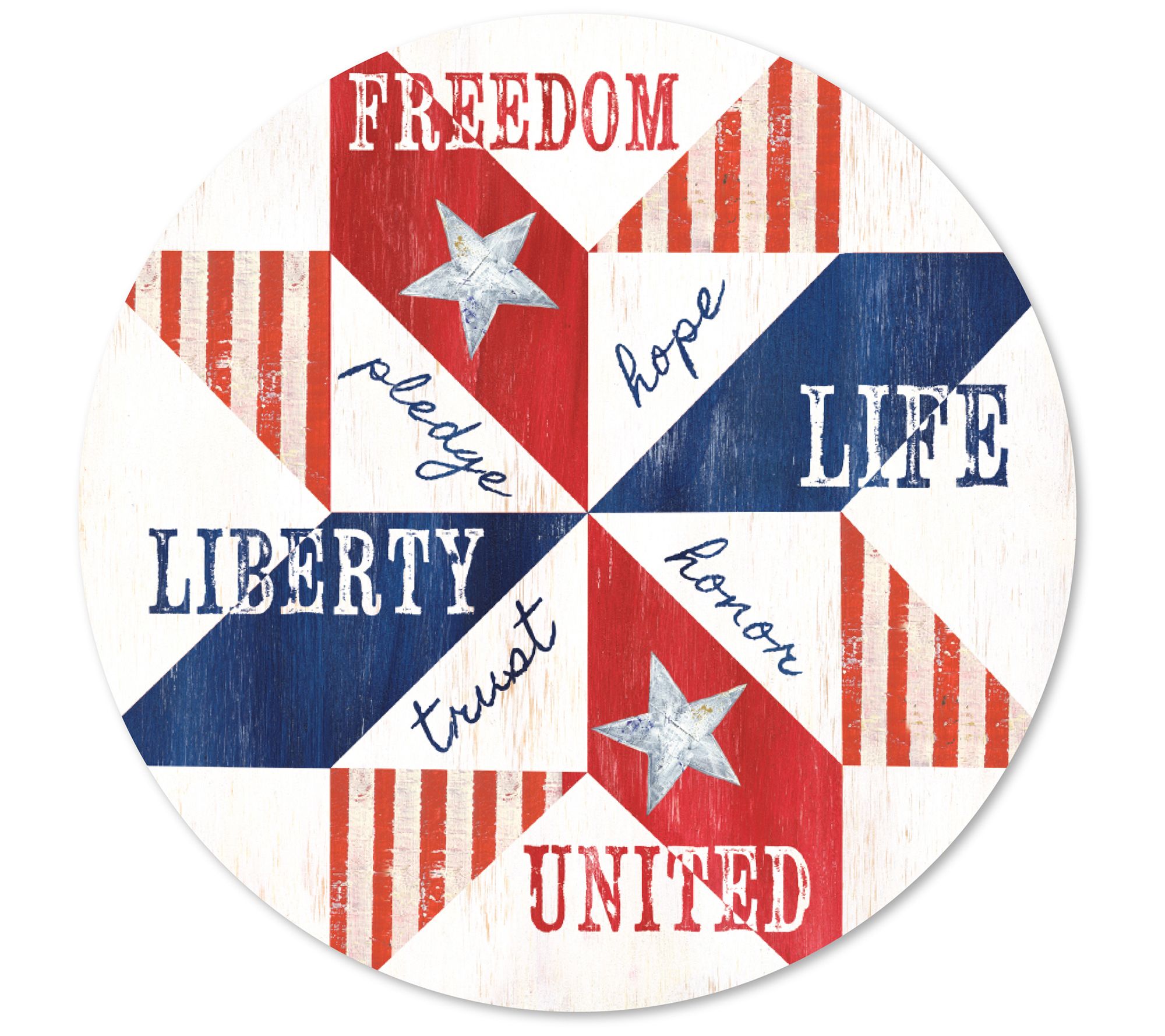 Courtside Market Patriotic 12" x 12" Circular Wood Decor