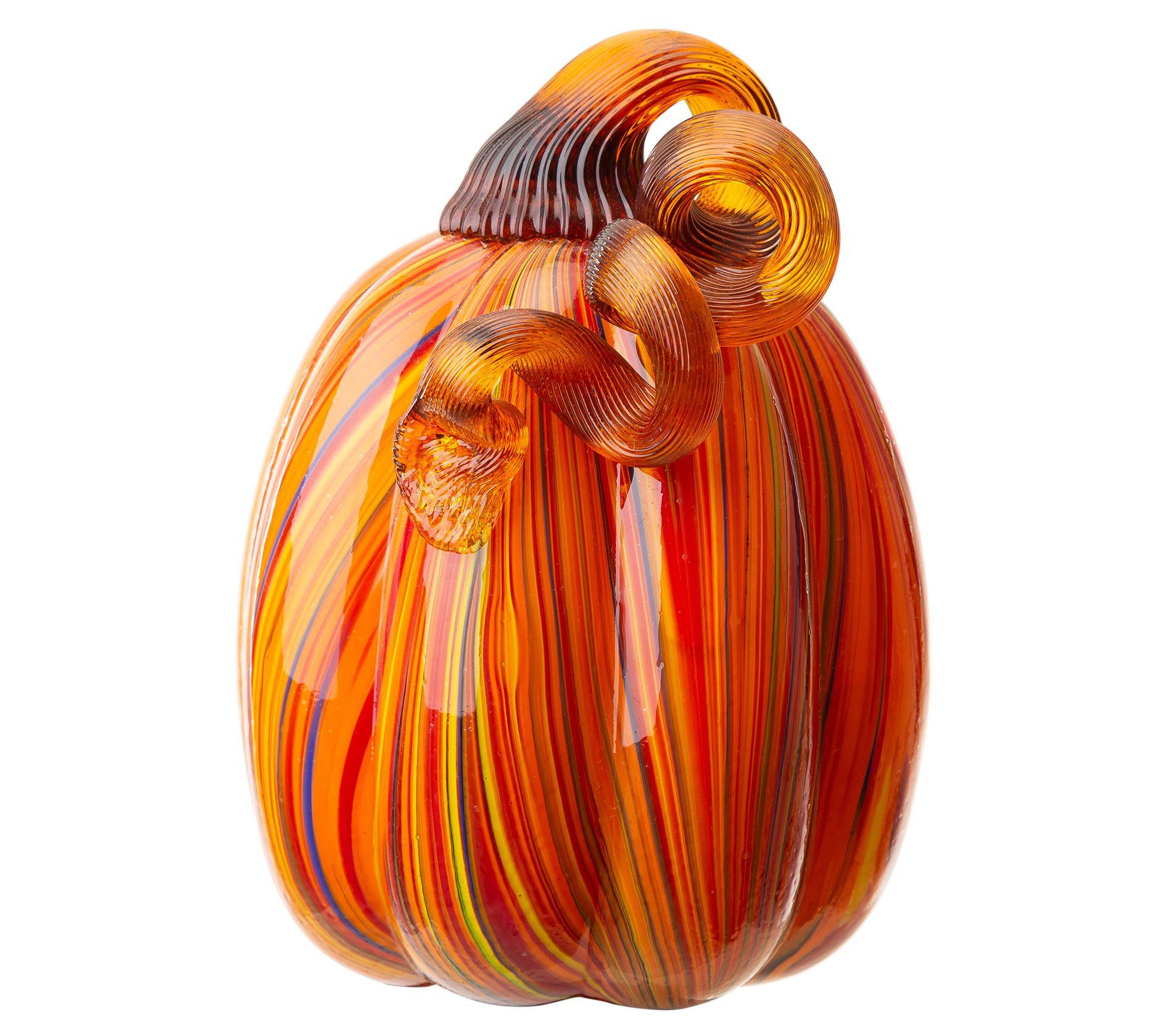 Glitzhome Halloween Harvest Colors Glass Pumpkin