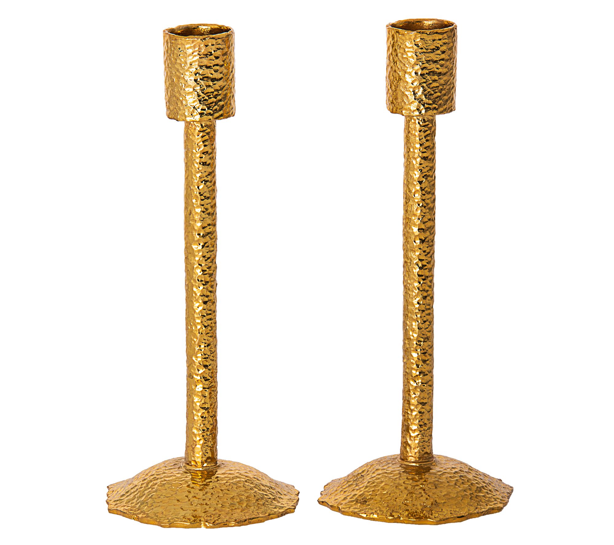 Copa Judaica Hammered Gold Candle Stick Holders
