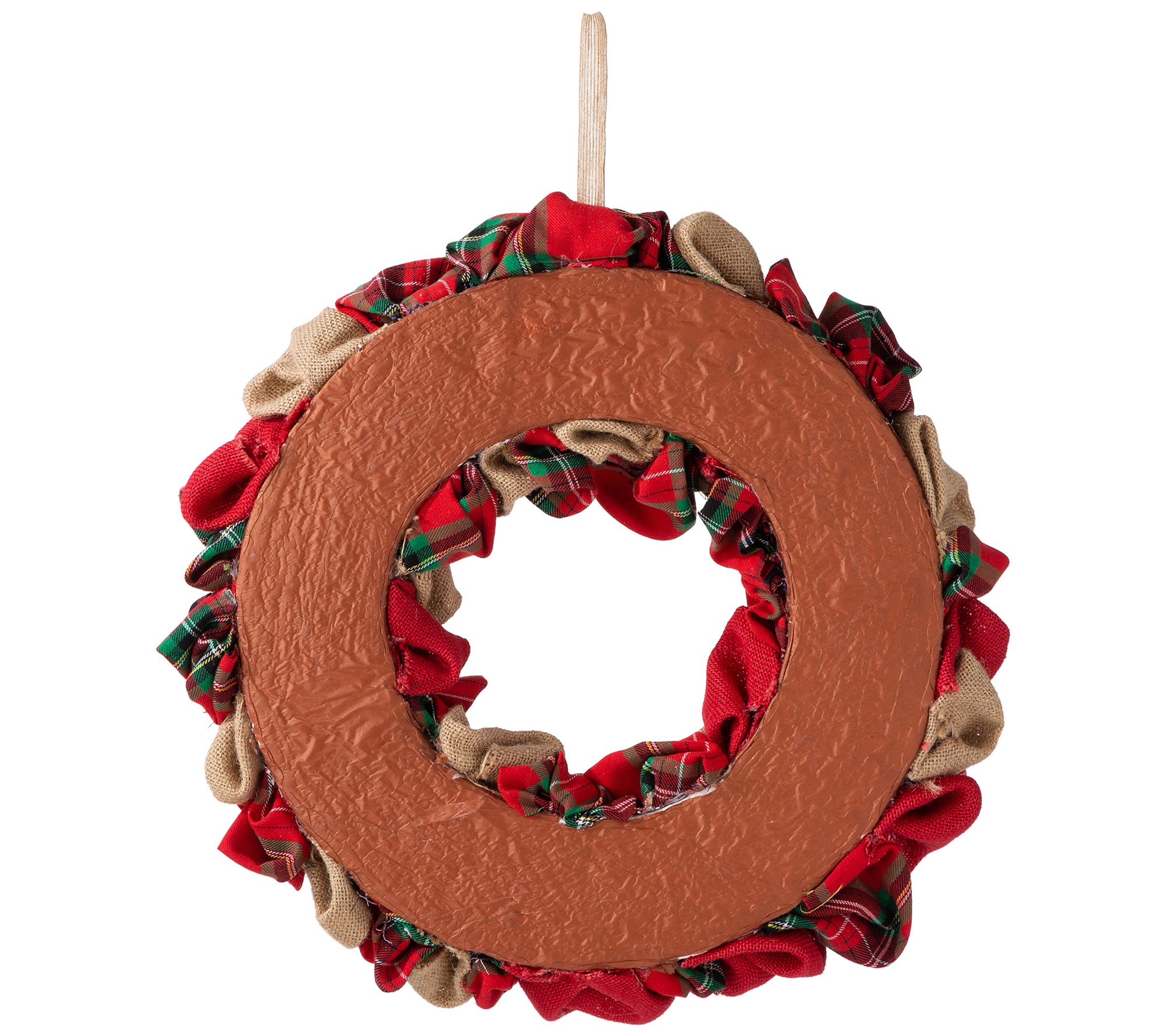 Glitzhome Looped MultiColor Fabric Christmas Wreath
