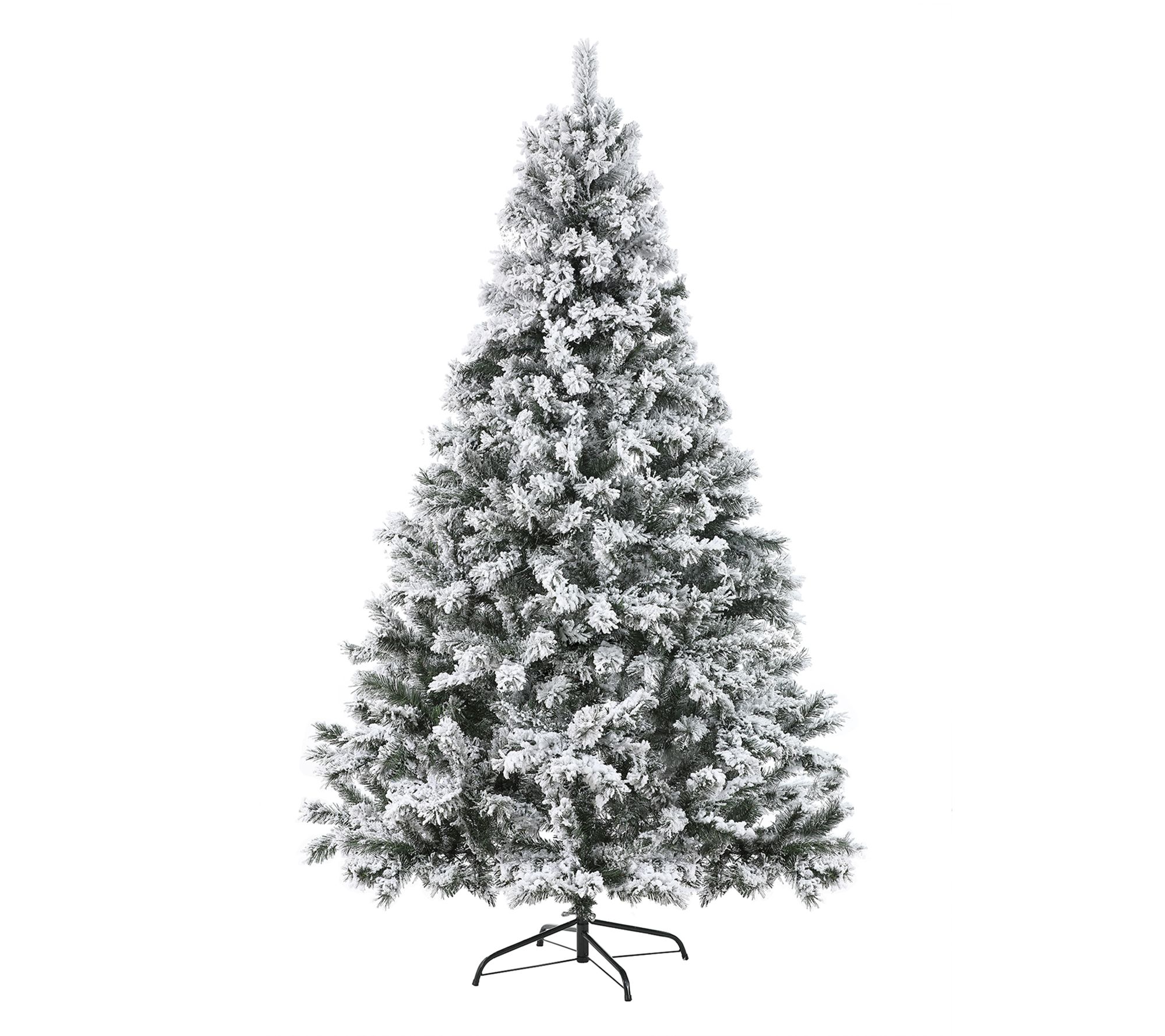 LuxenHome 7ft P re-Lit Flocked Artificial Full Christmas Tree