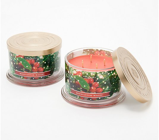 HomeWorx by Slatkin & Co. S/2 Mistletoe Magic 18-oz Candles