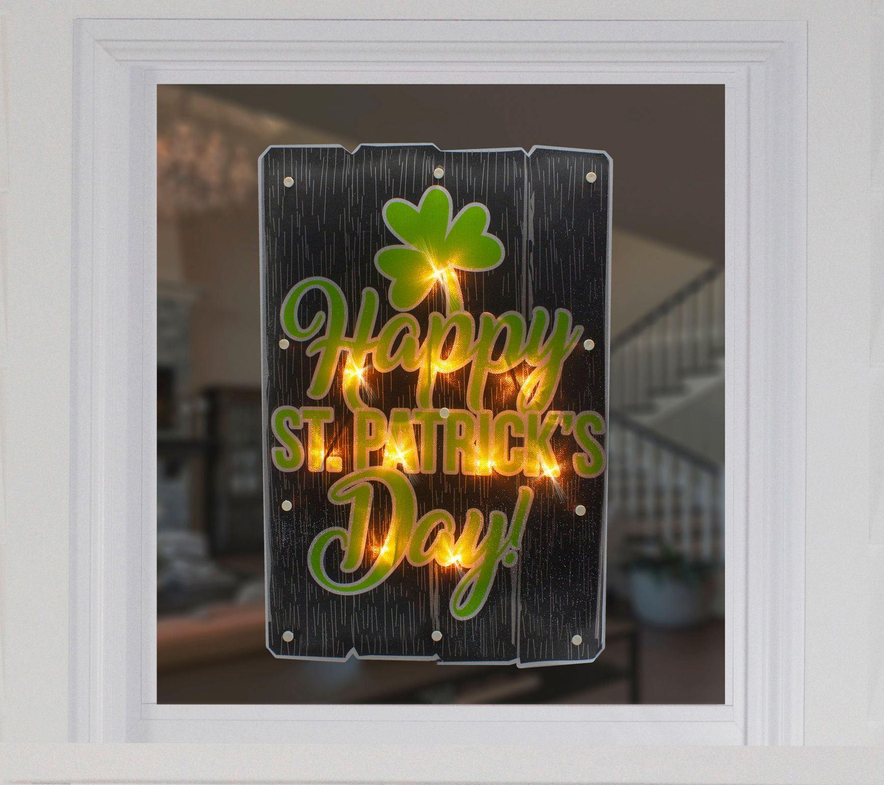 17" Lighted Happy St. Patrick's Day Window Silhouette