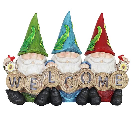 Exhart Solar Welcome Sign Gnomes