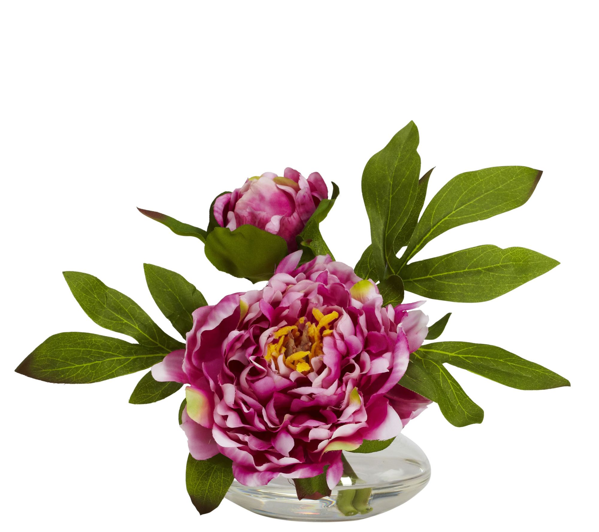 Peony with Glass Vase Set of 3 by Nearly Natural