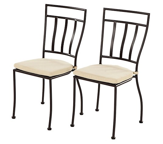 Alfresco Home Stackable S/2 Bistro Chairs W Outdoor Cushions