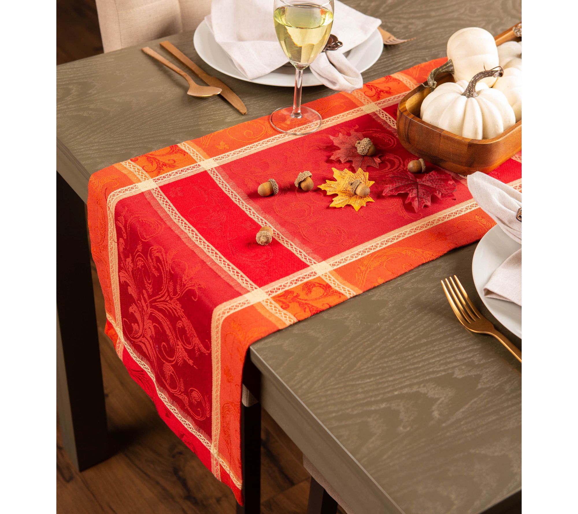 Design Imports Harvest Wheat Jacquard Table Runner 14"x72"