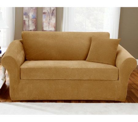 Stretch Pique Oatmeal Biscuit Slipcover Sofa 707 