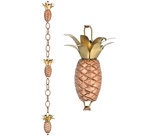 Pure Copper Pineapple 8.5' Rain Chain by Good Directions