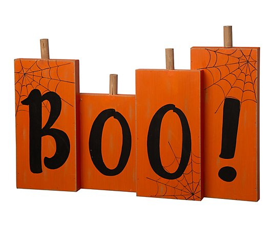 Glitzhome Halloween BOO Scary Wooden Standing Decor