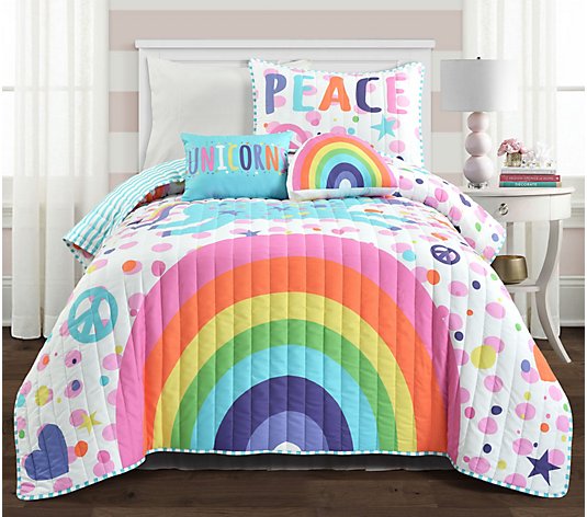 Unicorn Rainbow Twin Quilt Set by Lush Decor