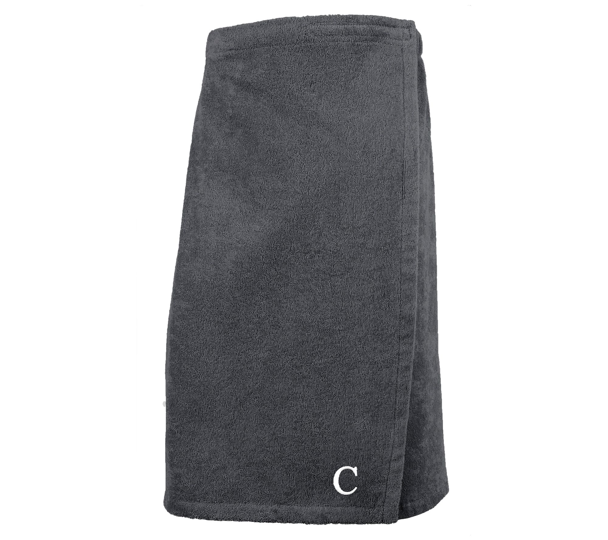 Linum Home Cotton Personalized Women's Terry Body Wrap Gray