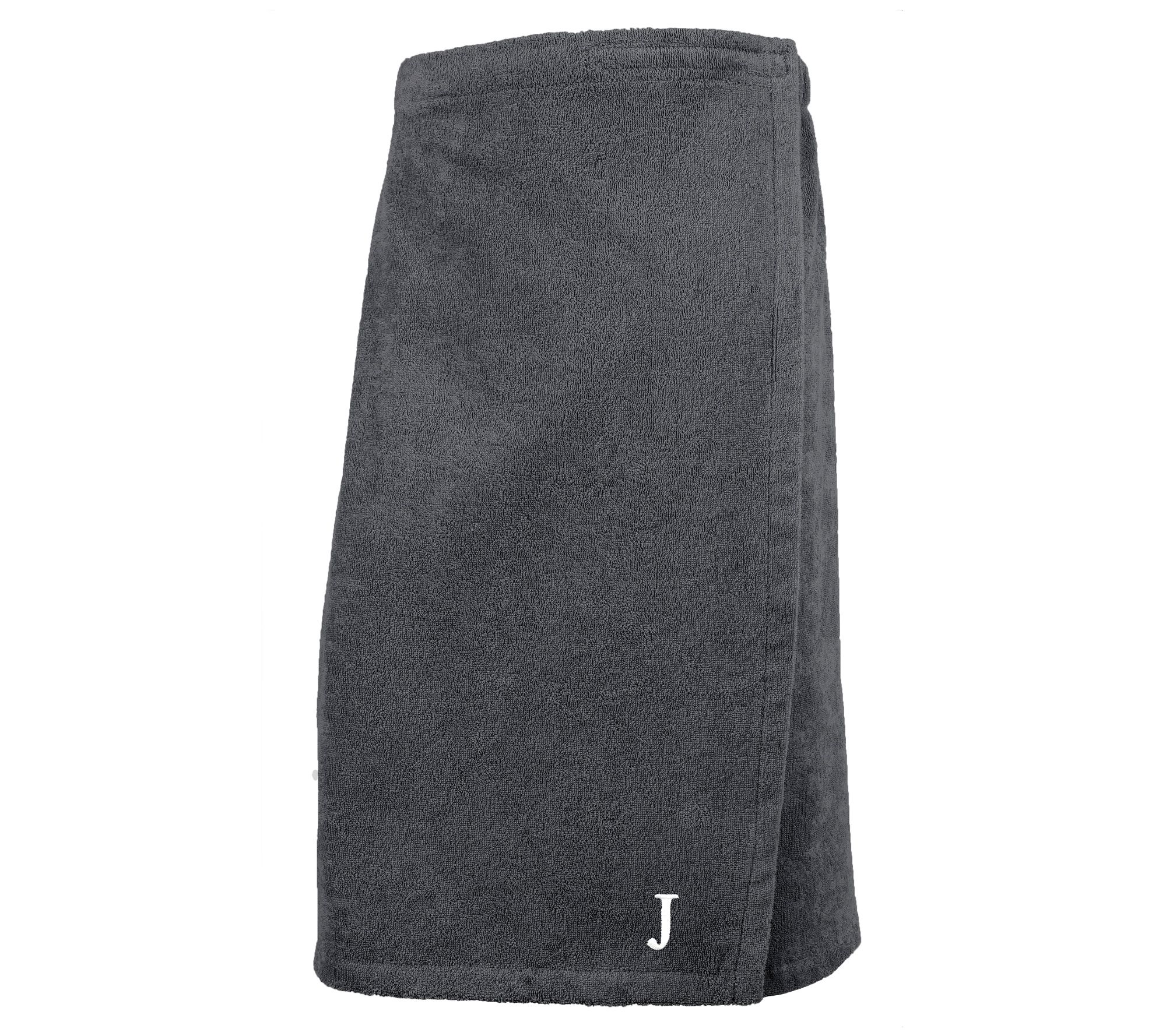 Linum Home Cotton Personalized Women's Terry Body Wrap Gray
