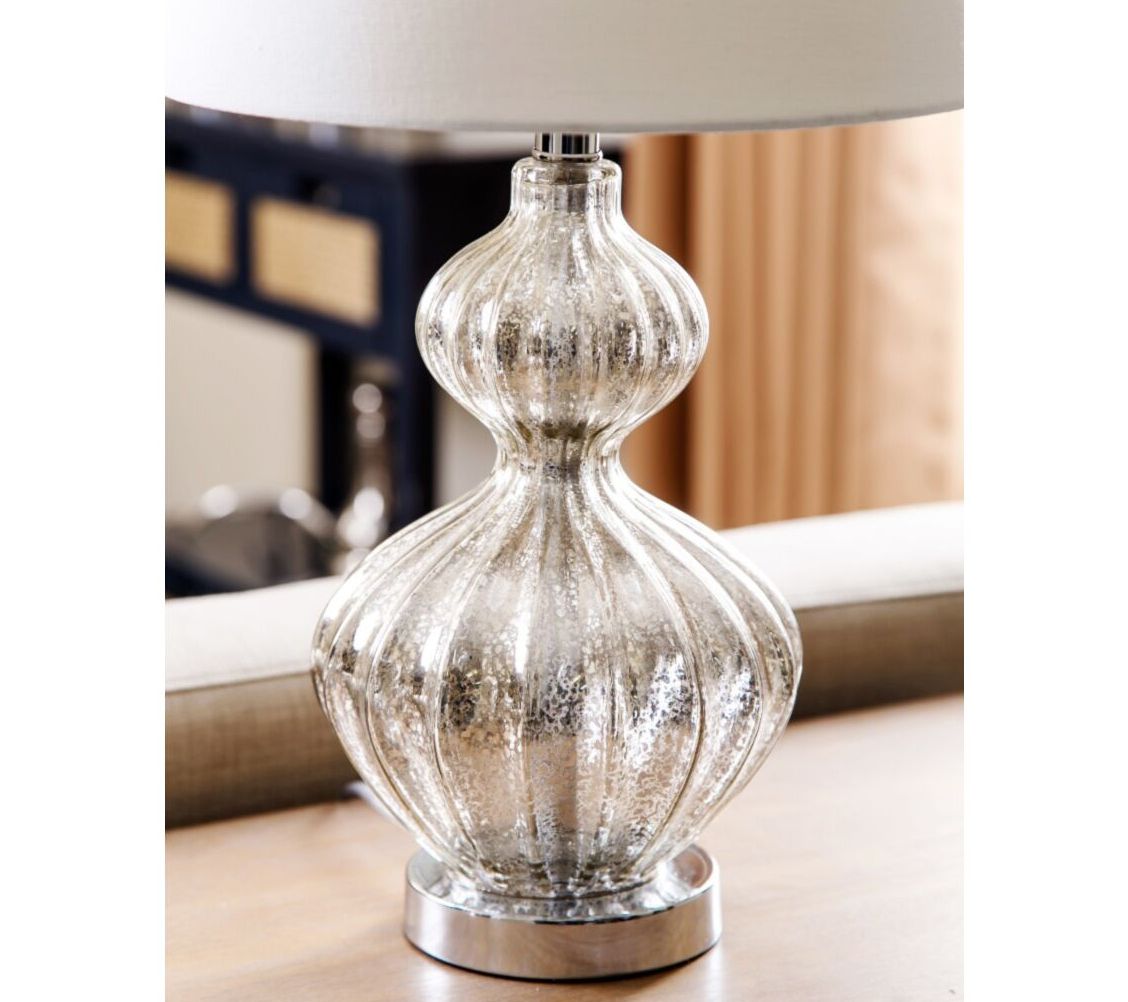 Mercury glass lamp set of deals 2