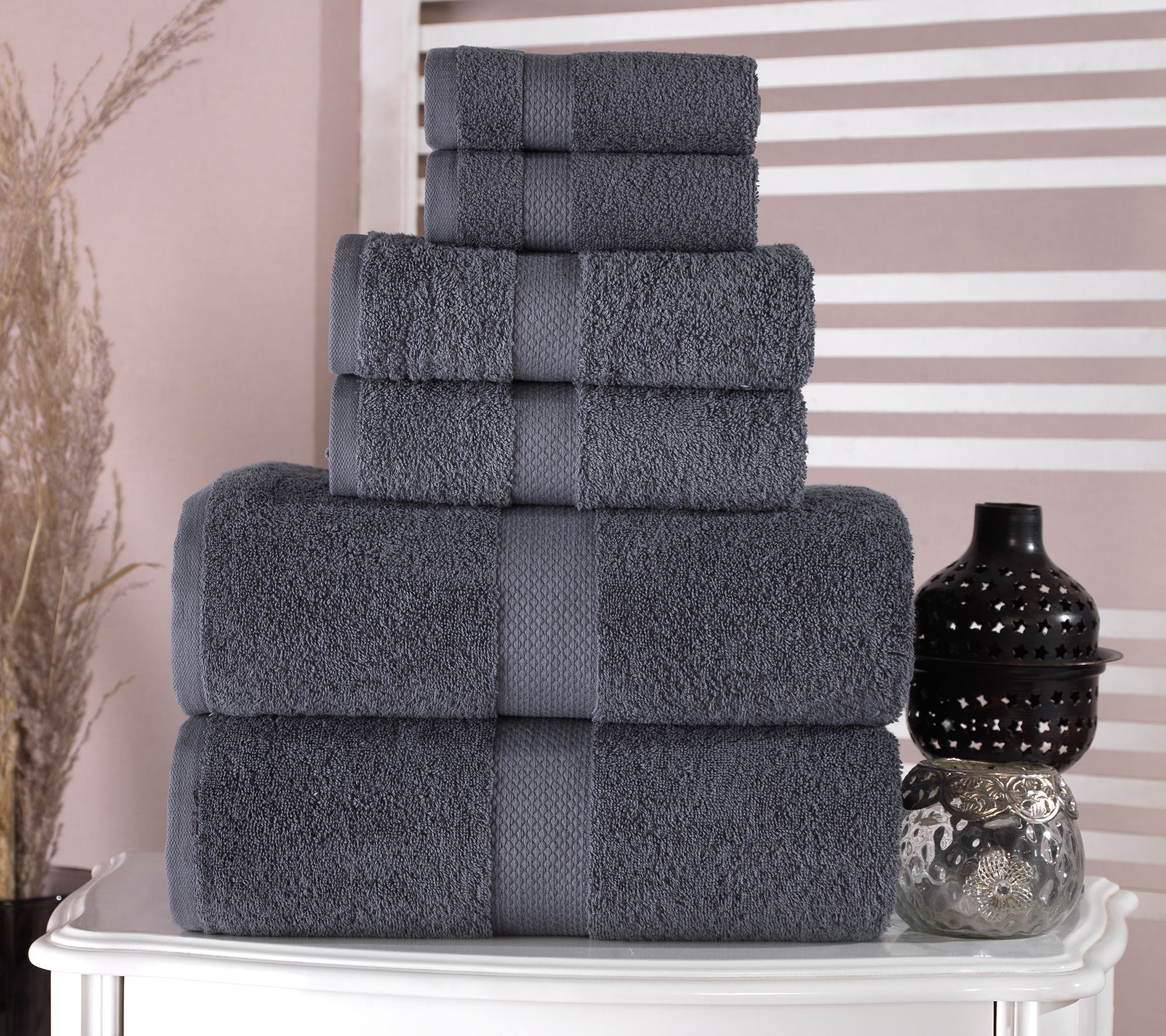 Bomonti 6 Piece Turkish Cotton Towel Set Enchante Home Anthracite