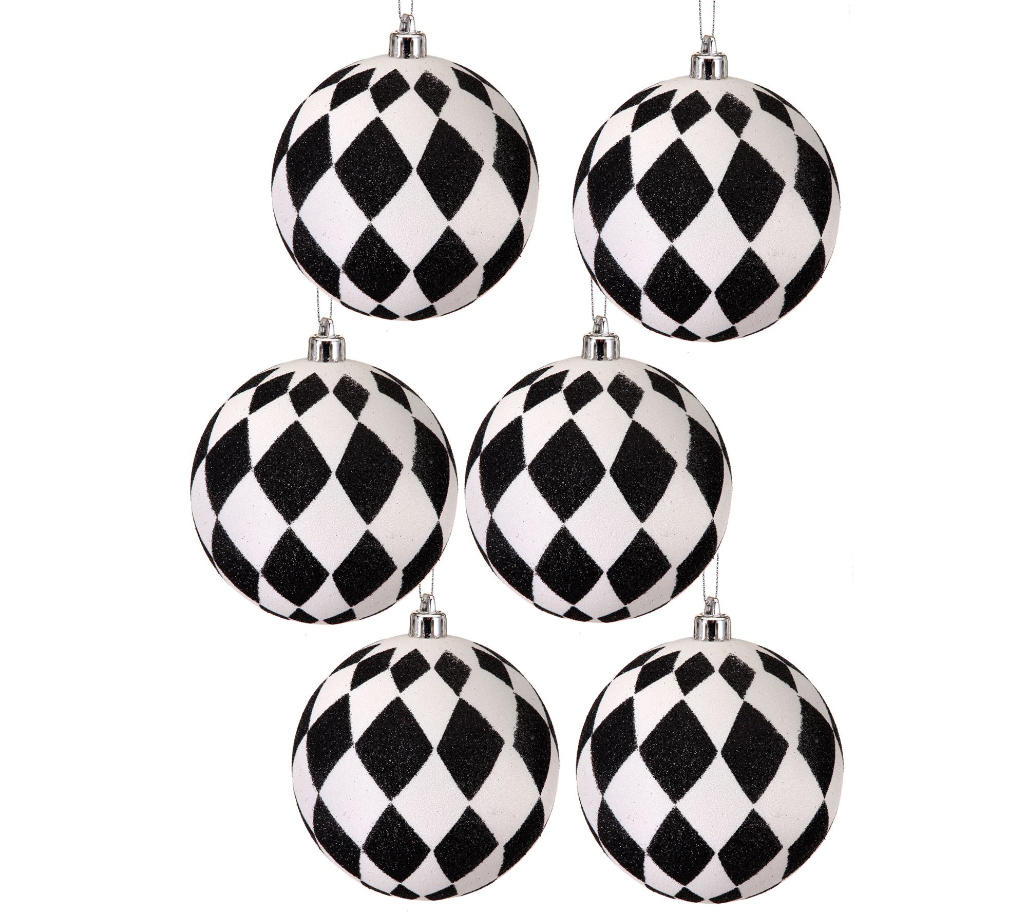 4" Glitter Harlequin Ball Ornament Box of 6 byValerie