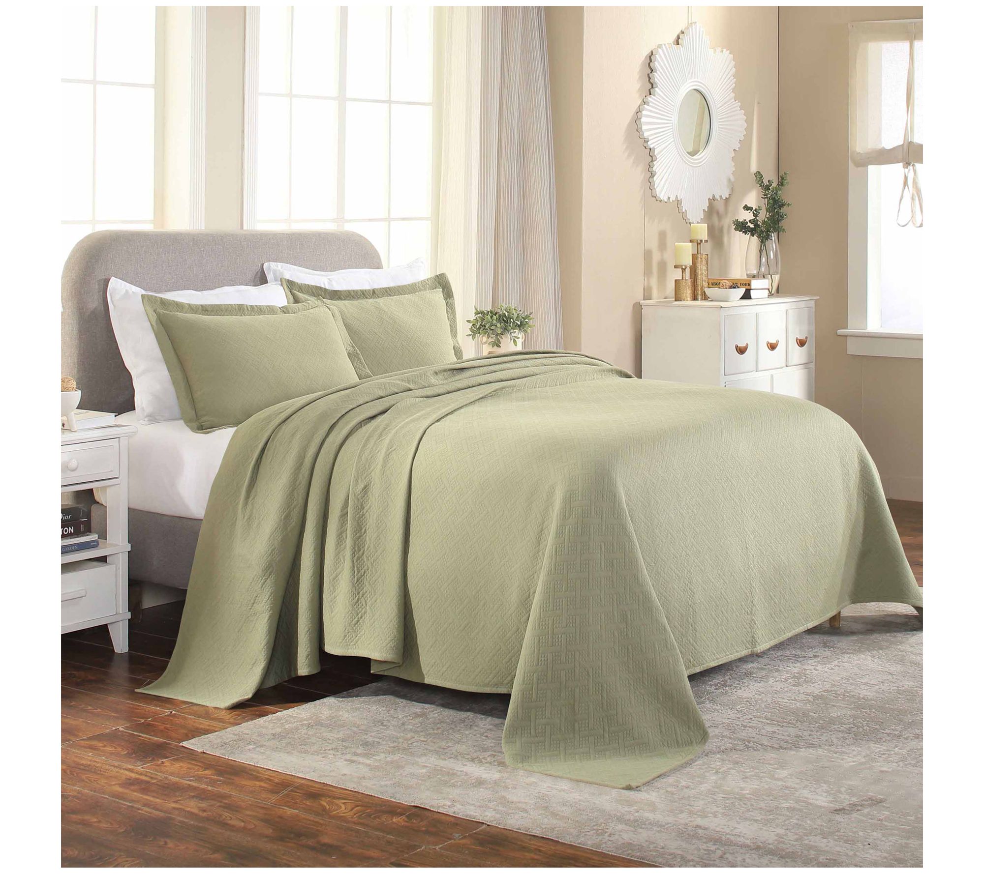 Superior Matelasse Cotton Basketweave BedspreadSet, Queen