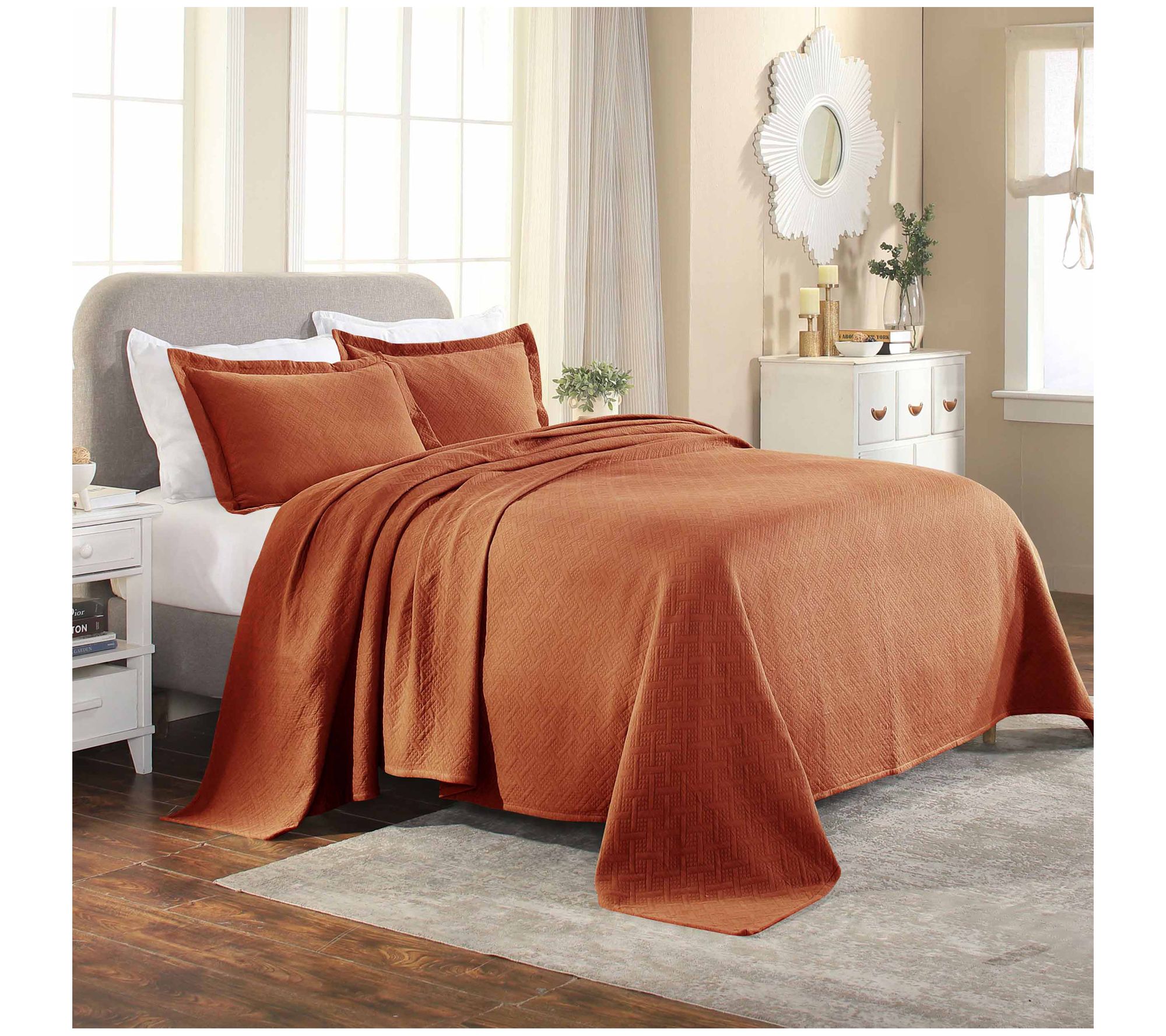 Superior Matelasse Cotton Basketweave BedspreadSet, Queen