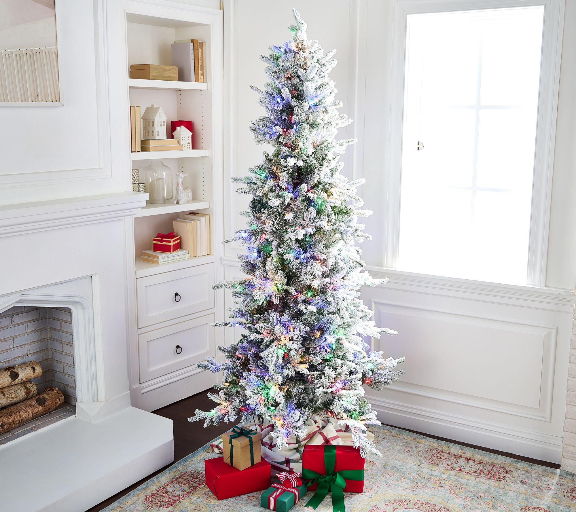 9\' Twinkle Snow-Tipped Slim Christmas Tree by Valerie - QVC.com