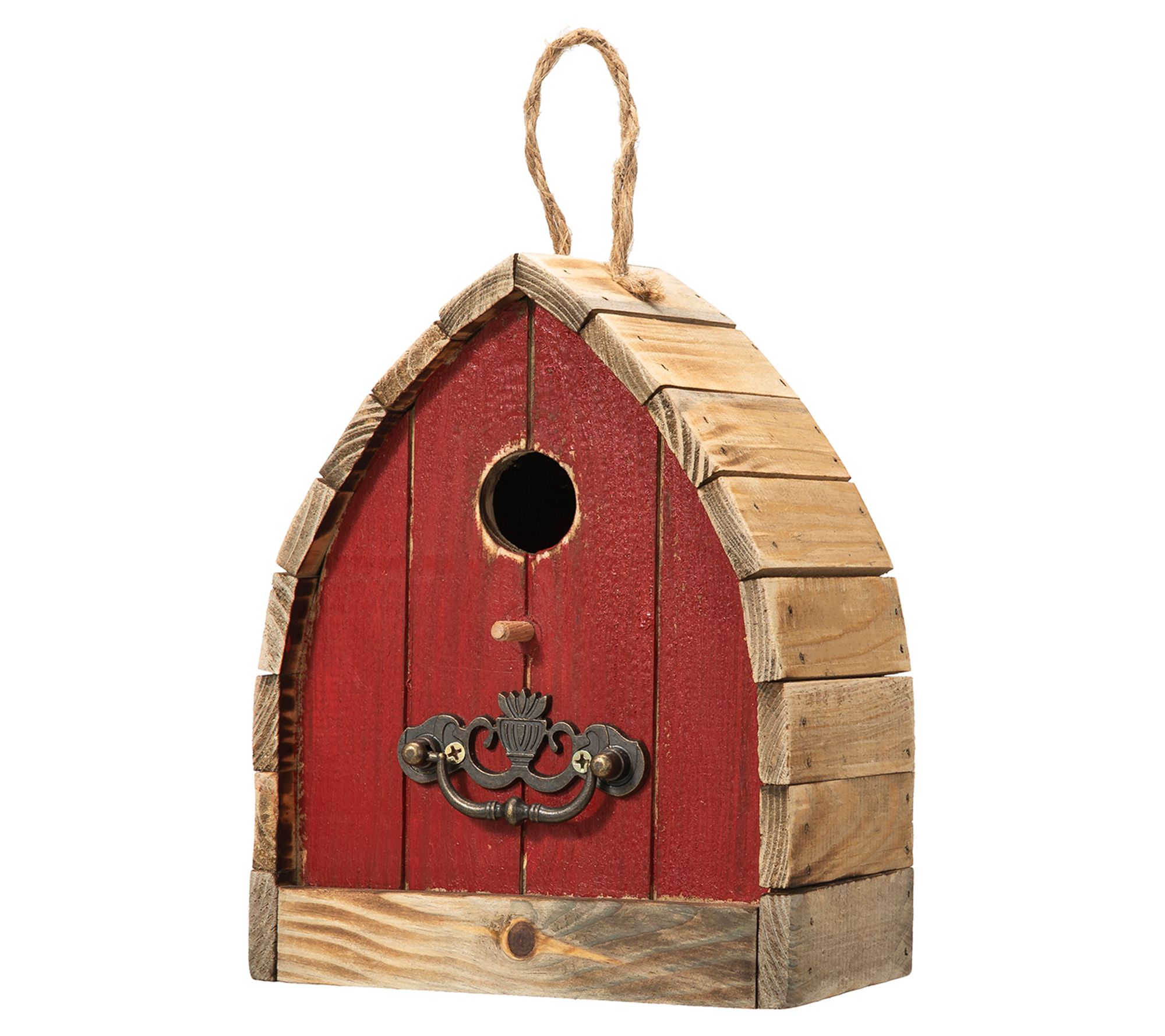 Glitzhome 8.5"H Little Red Barn With Perch Detail Birdhouse