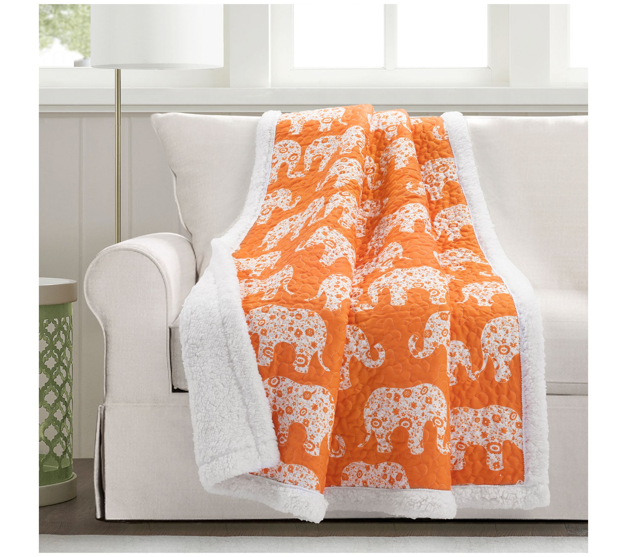 Lush Decor Elephant Parade Sherpa Throw Blanket