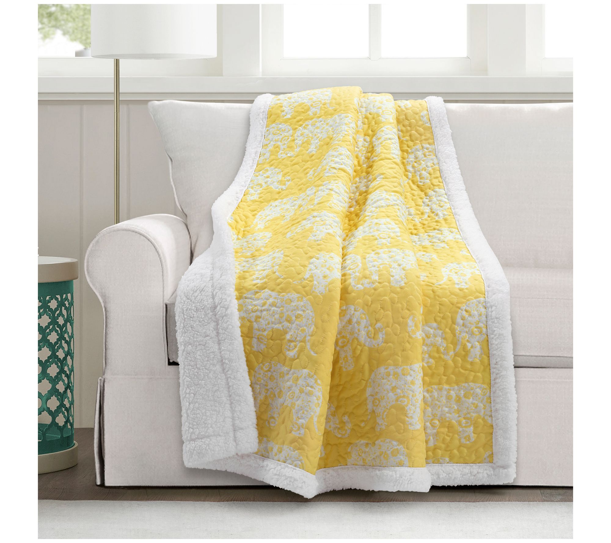 Lush Decor Elephant Parade Sherpa Throw Blanket