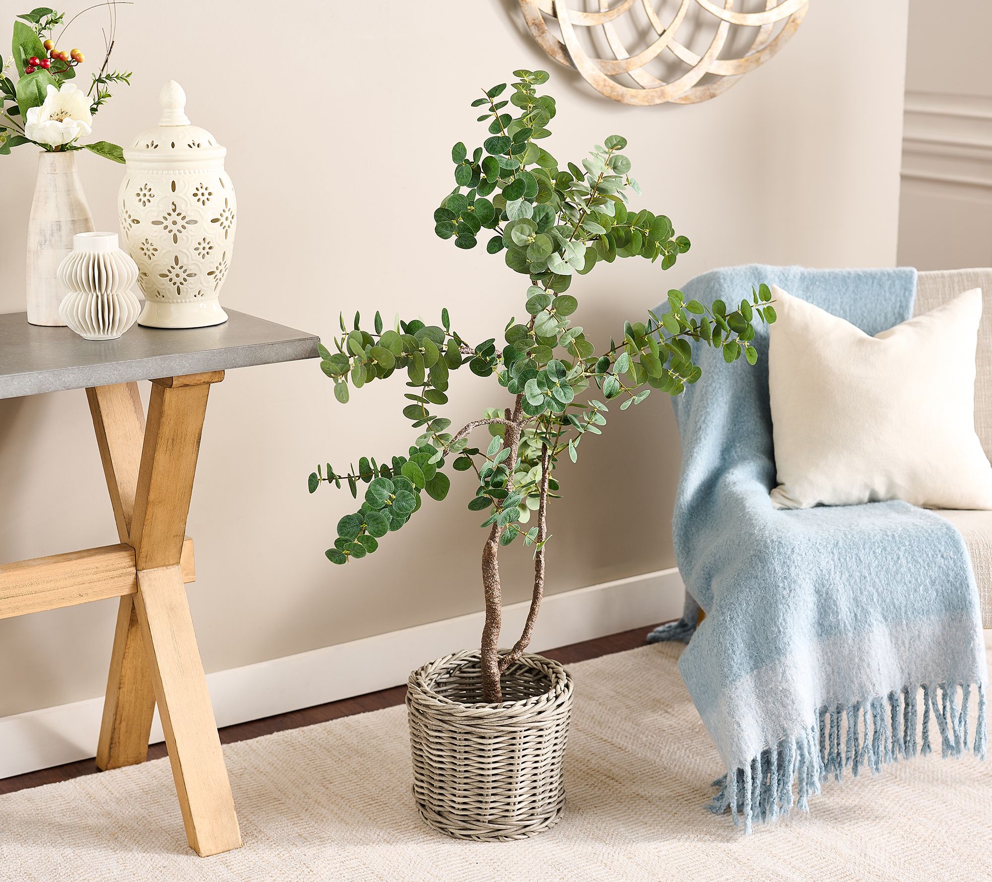 4' Faux Eucalyptus Tree in Starter Pot by Valerie