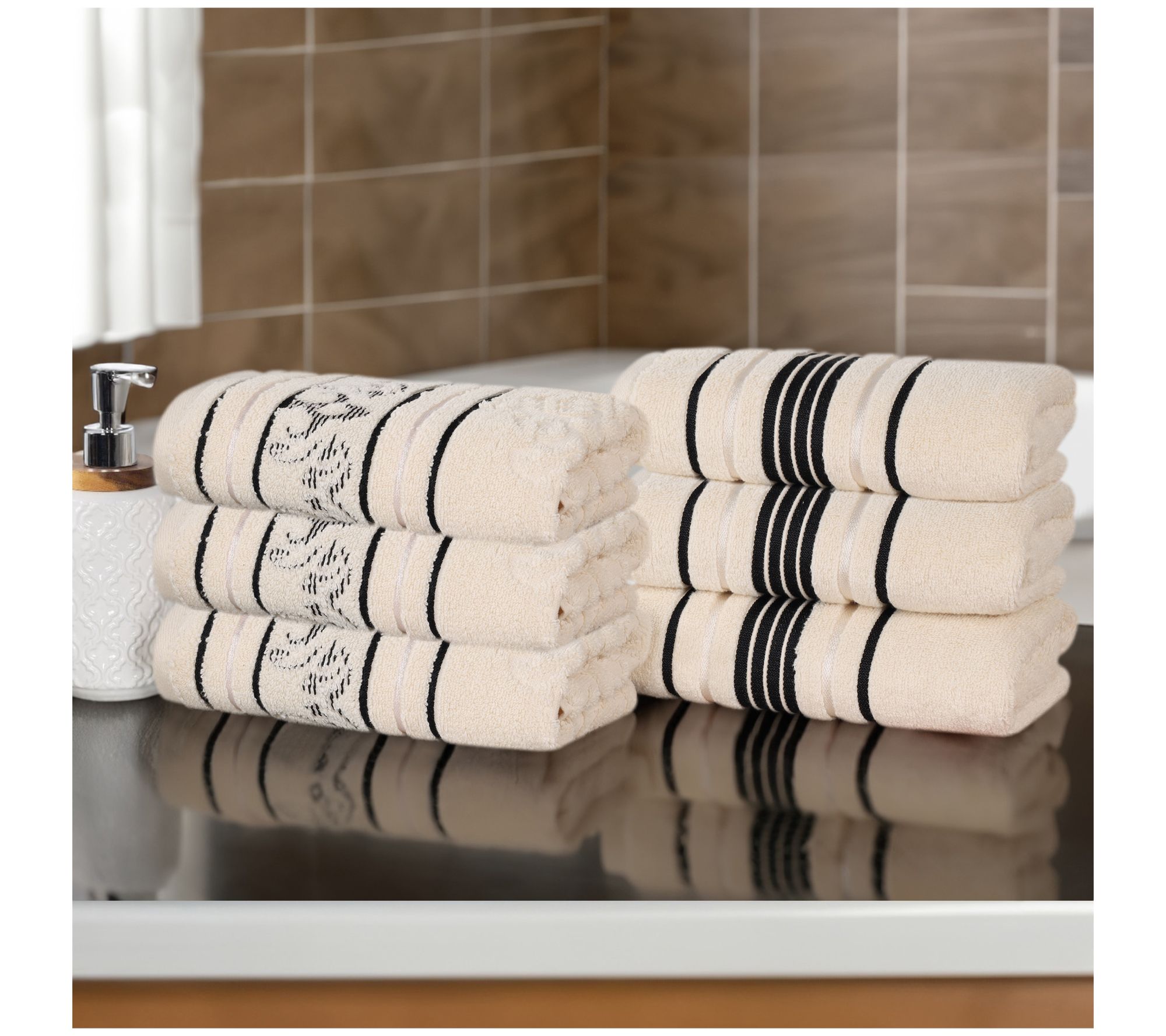 Superior 6pc Sadie Zero Twist Cotton AbsorbentHand Towel Set