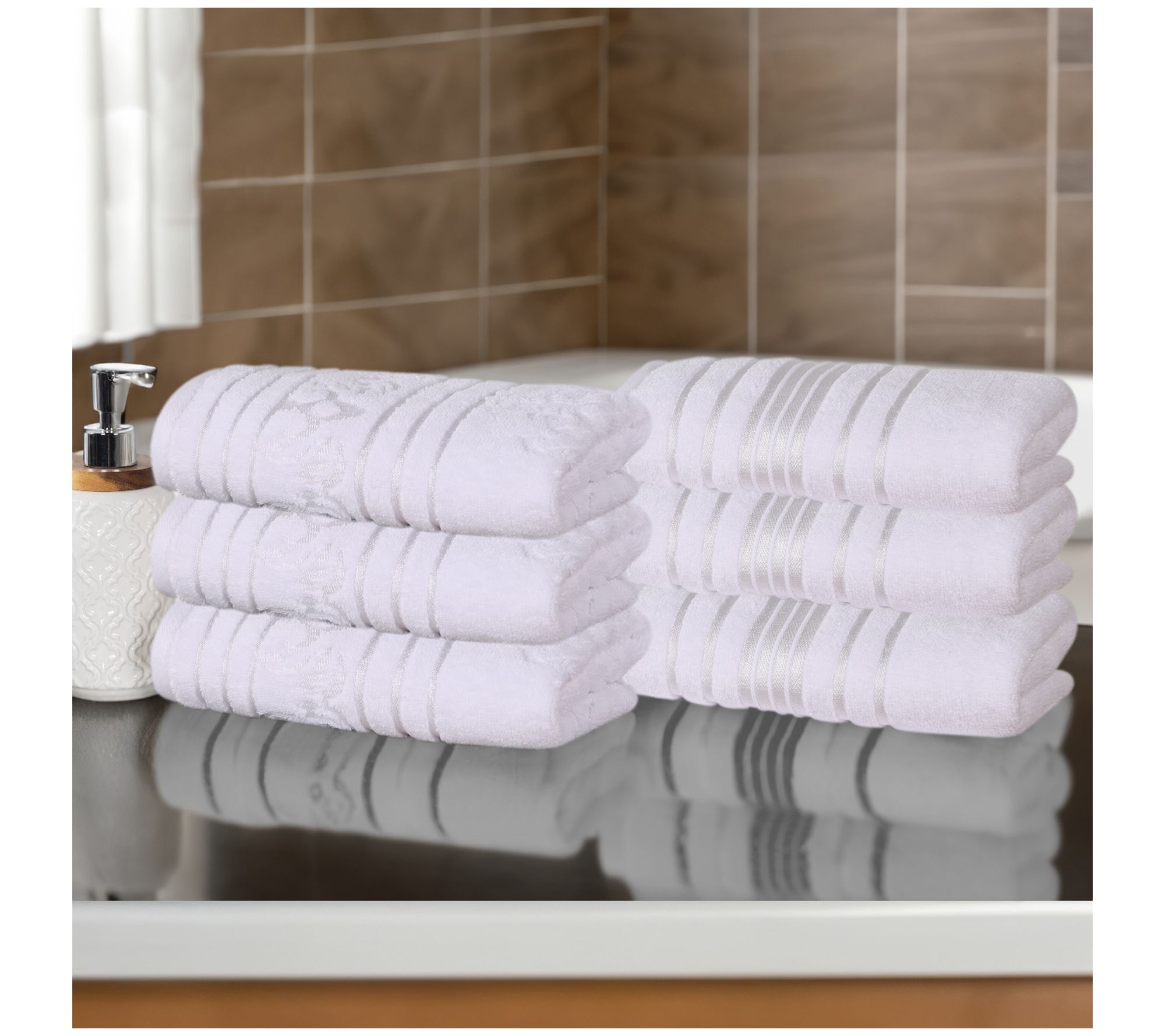Superior 6pc Sadie Zero Twist Cotton AbsorbentHand Towel Set