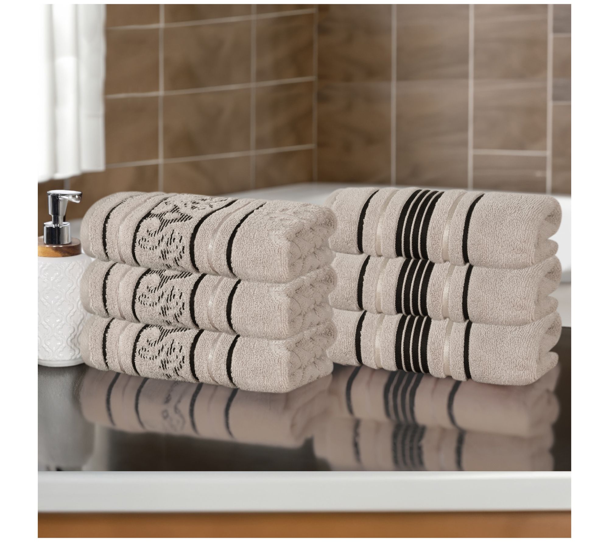 Superior 6pc Sadie Zero Twist Cotton AbsorbentHand Towel Set