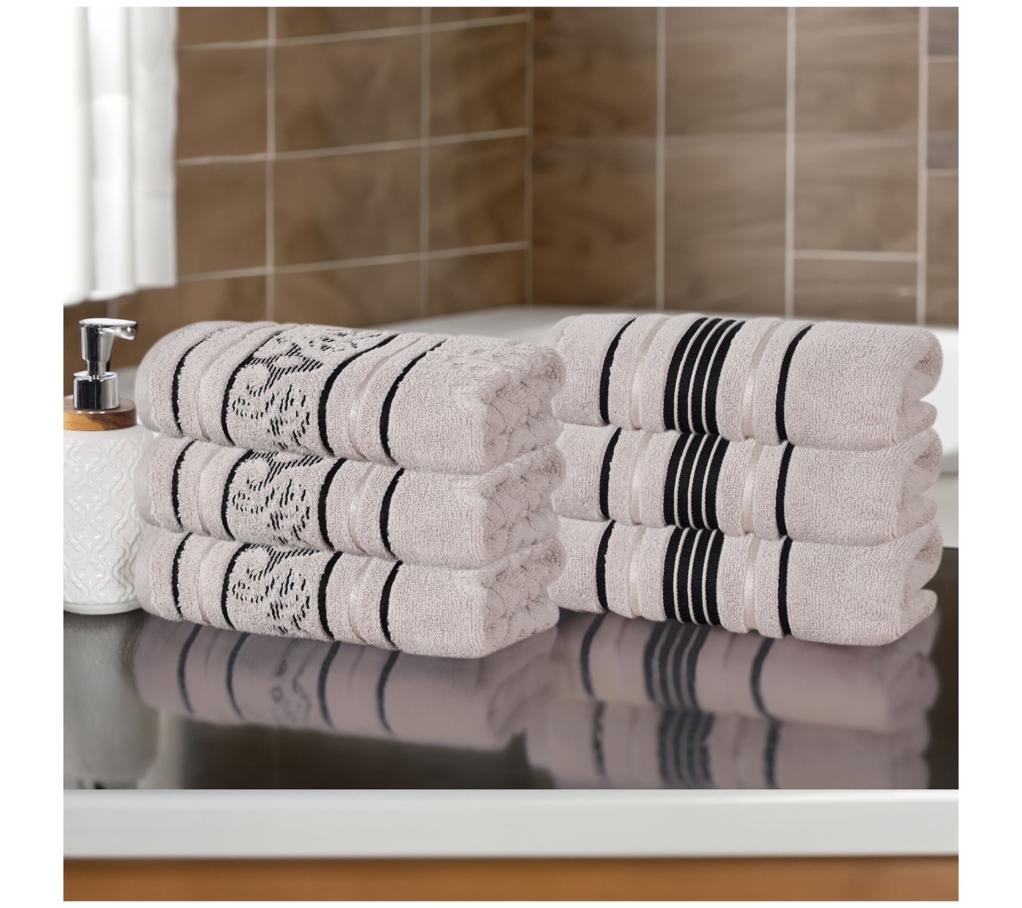 Superior 6pc Sadie Zero Twist Cotton AbsorbentHand Towel Set