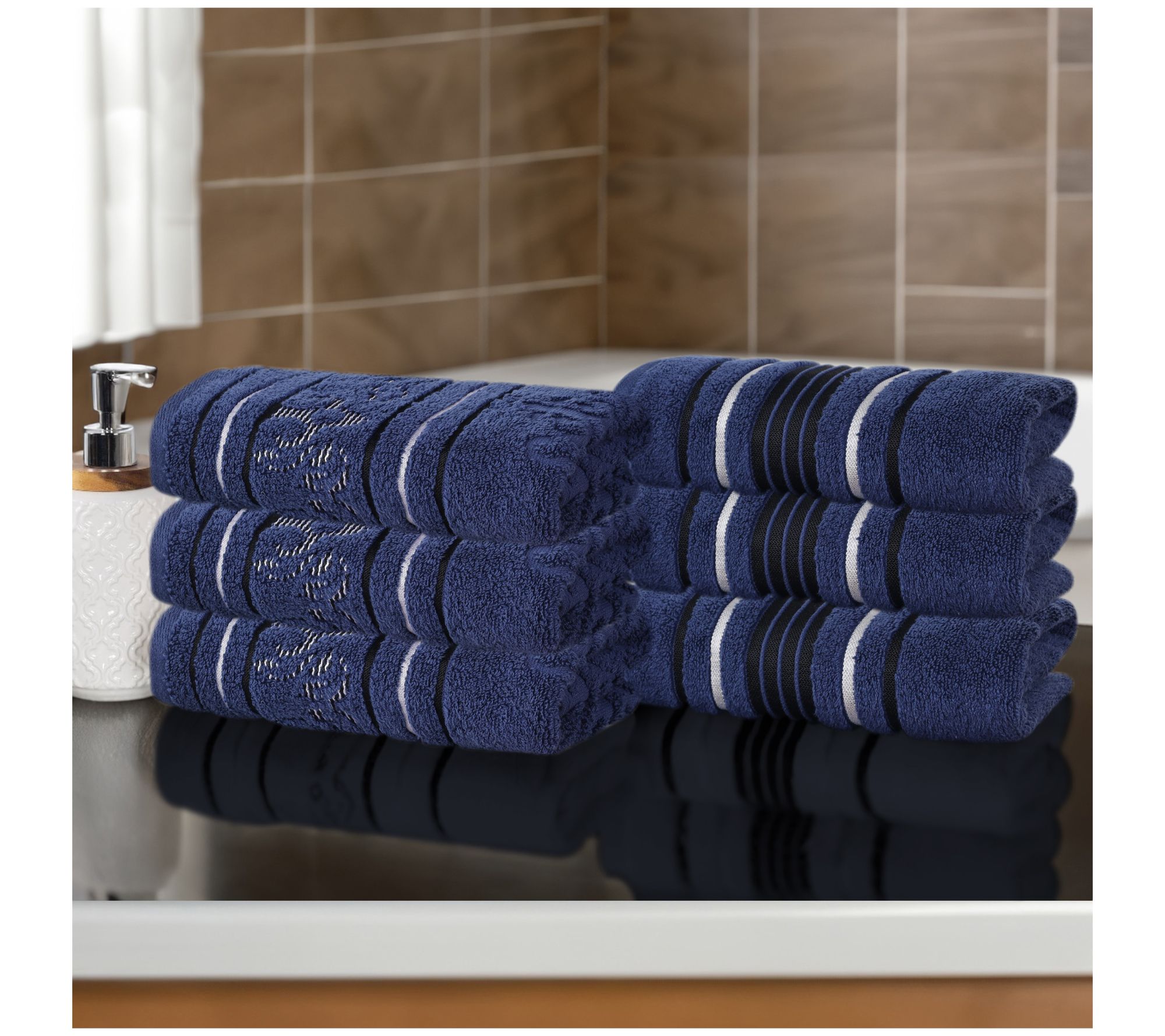 Superior 6pc Sadie Zero Twist Cotton AbsorbentHand Towel Set
